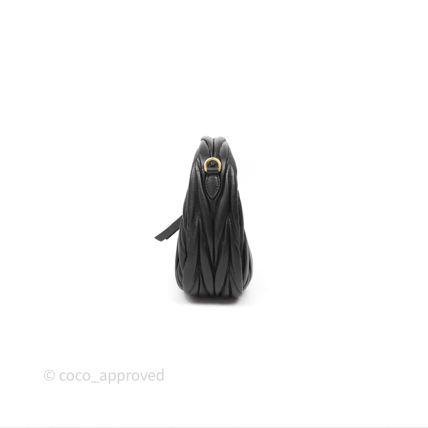Miu Miu Wander Matelassé Nappa Leather Hobo Mini Bag Black
