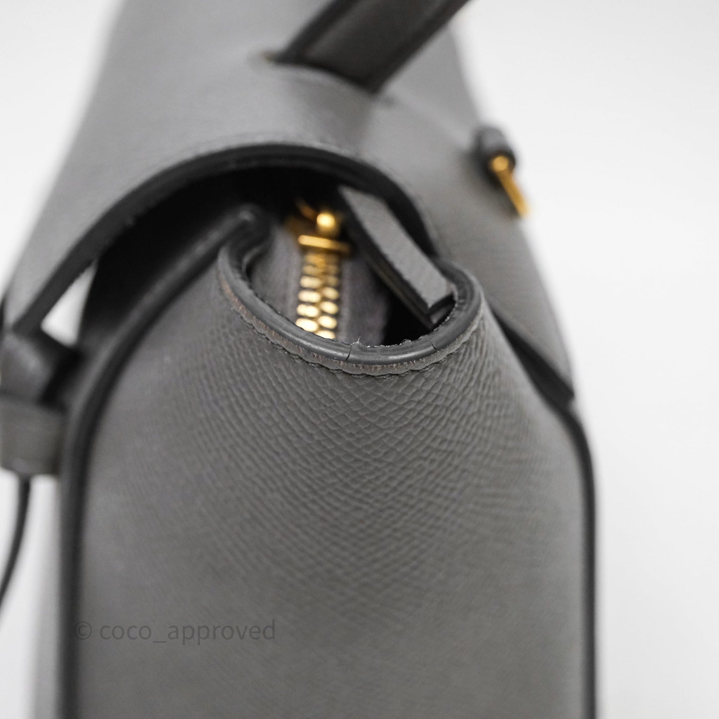 Celine Nano Belt Bag Grey Grained Calfskin Gold Hardware