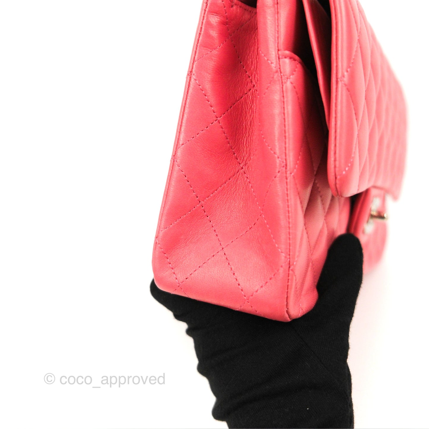 Chanel Classic M/L Medium Double Flap Pink Lambskin Silver Hardware
