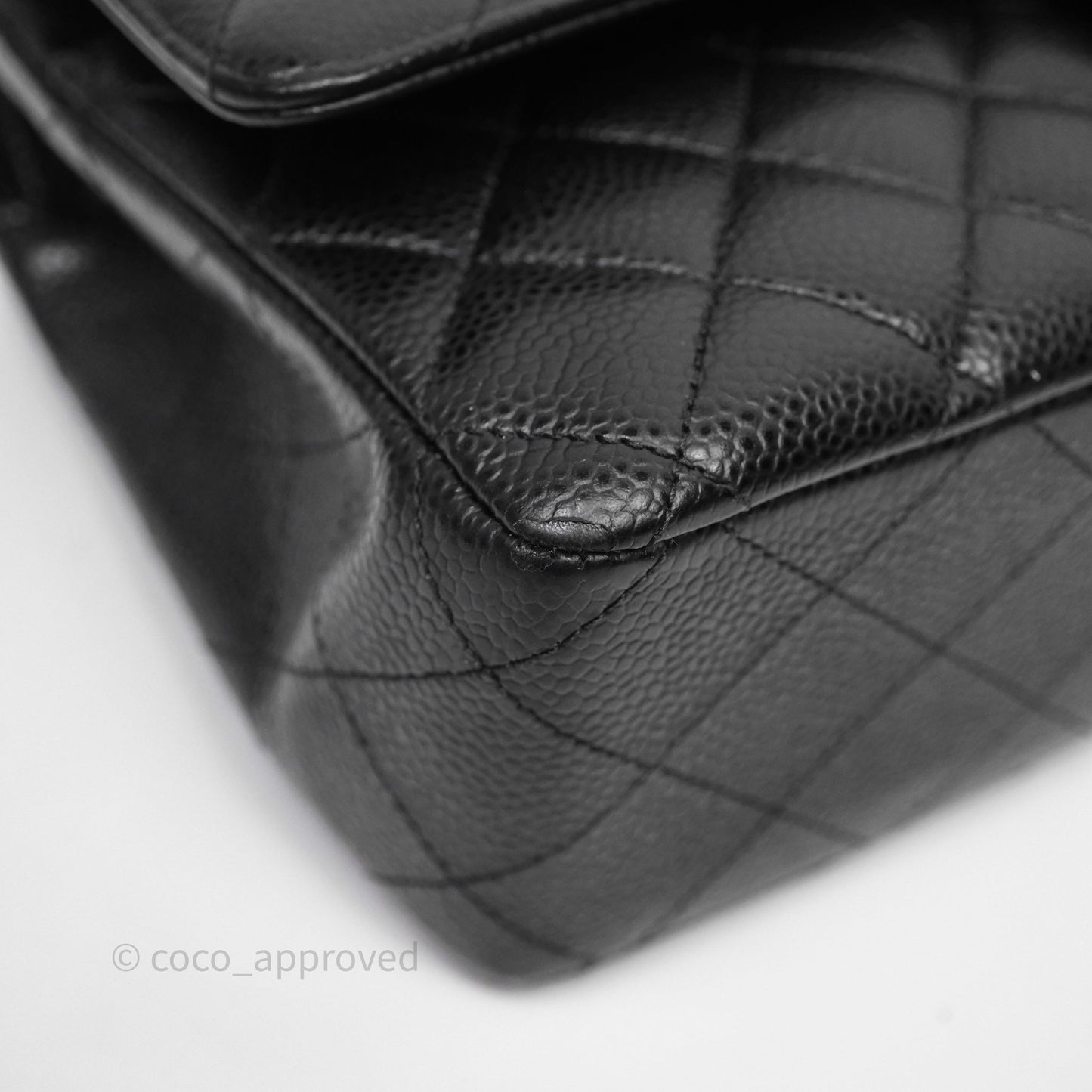 Chanel Classic M/L Medium Flap Quilted Black Caviar Silver Hardware