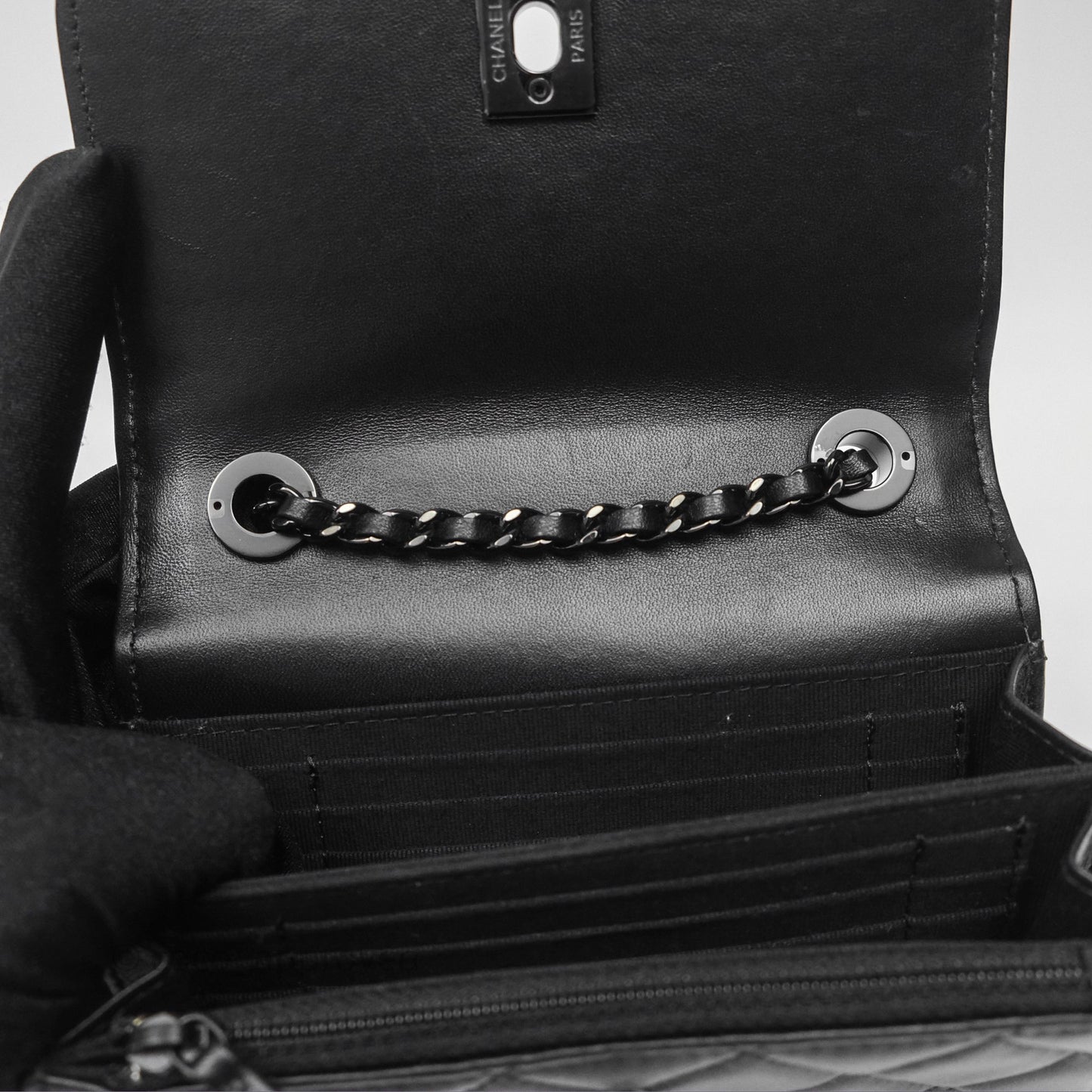 Chanel Mini Quilted Trendy CC WOC Wallet On Chain So Black Lambskin