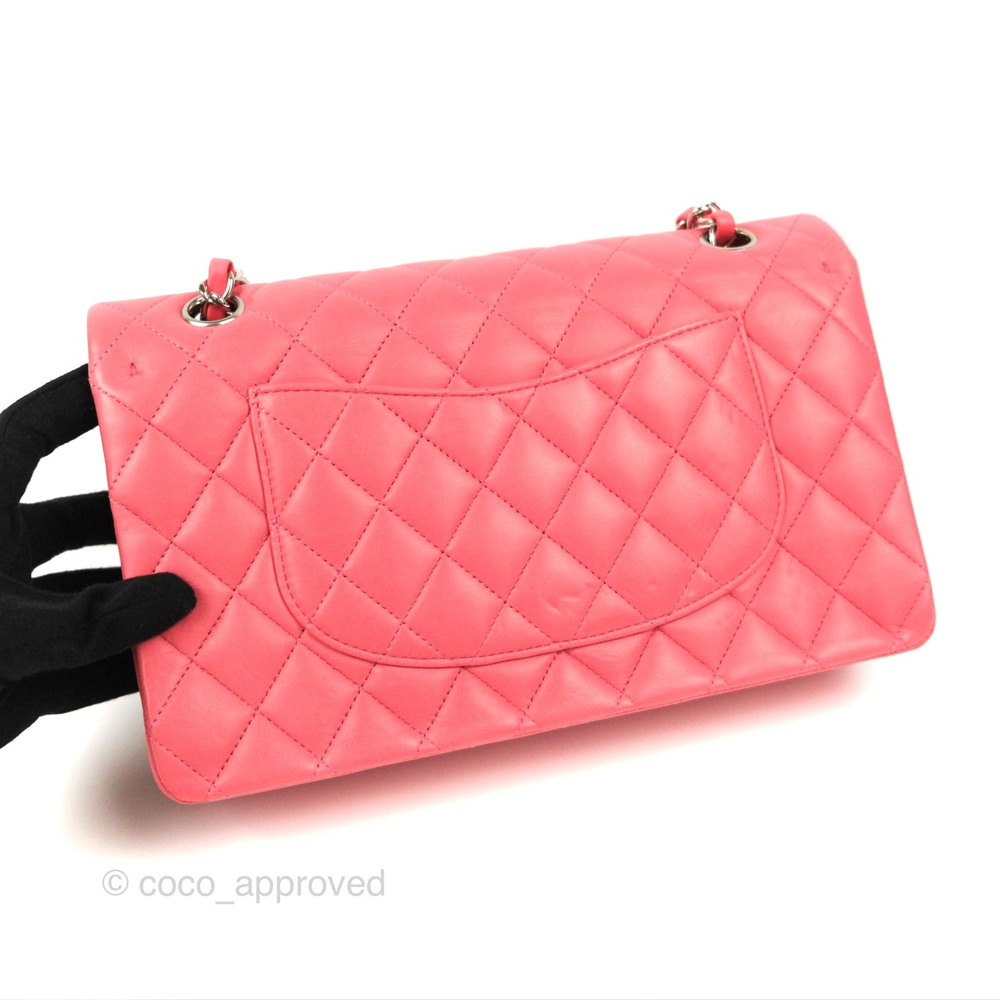 Chanel Classic M/L Medium Double Flap Pink Lambskin Silver Hardware