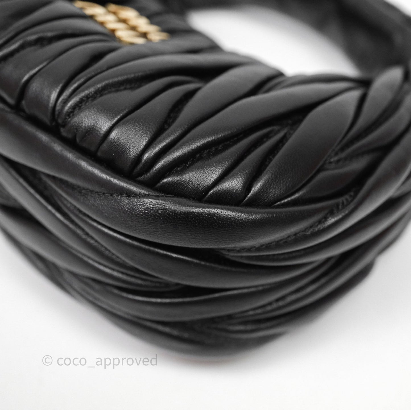 Miu Miu Wander Matelassé Nappa Leather Hobo Mini Bag Black