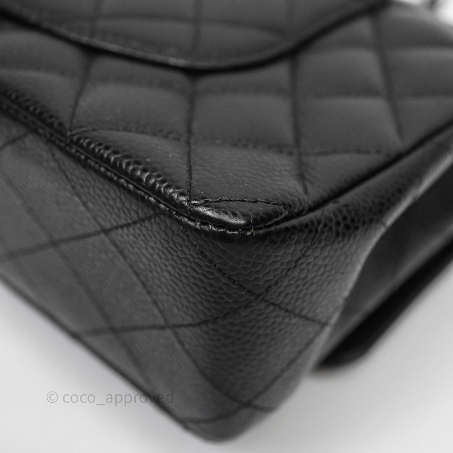 Chanel Classic M/L Medium Flap Quilted Black Caviar Silver Hardware