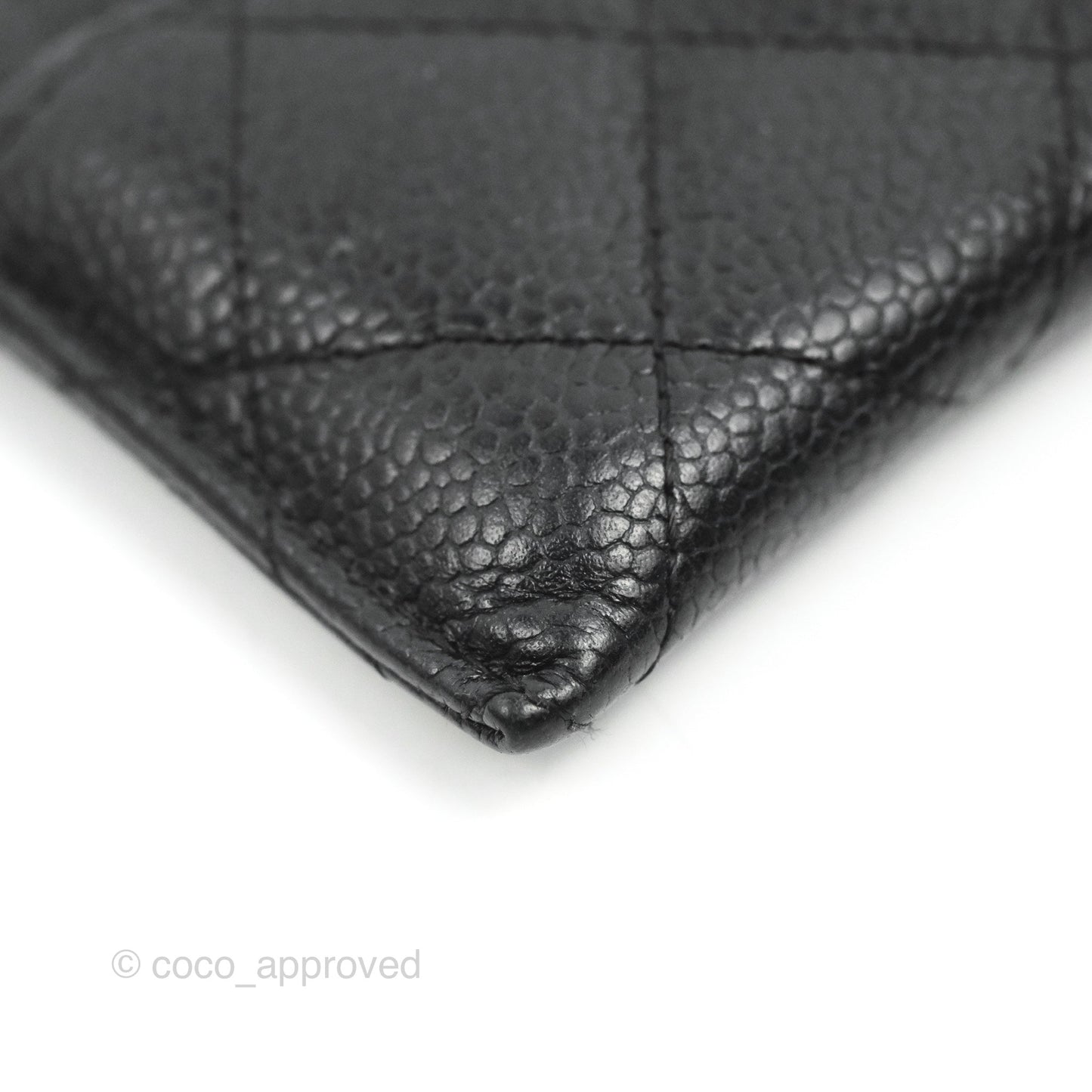 Chanel Classic Flat Card Holder Black Caviar Gold Hardware