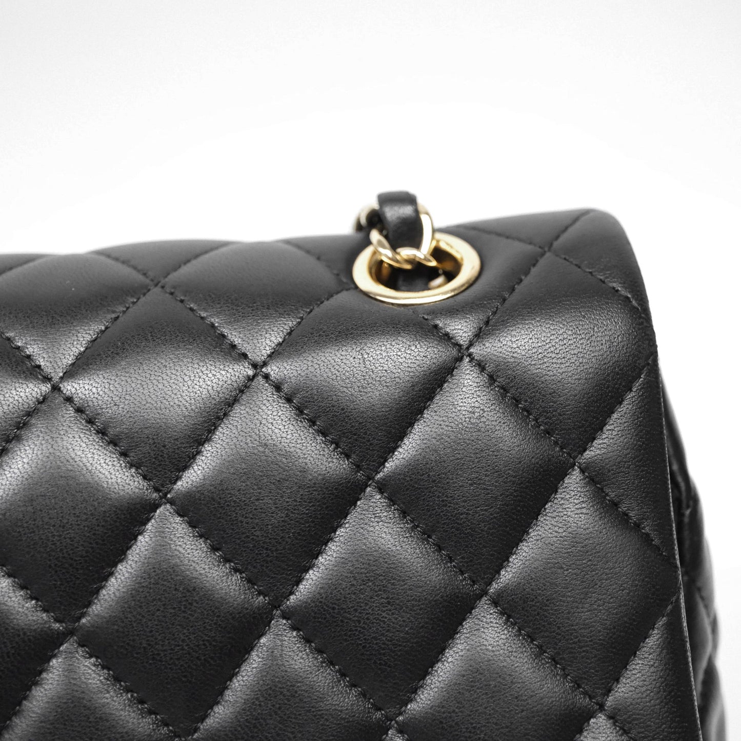 Chanel Classic M/L Medium Flap Bag Valentine Limited Edition Black Lambskin Gold Hardware