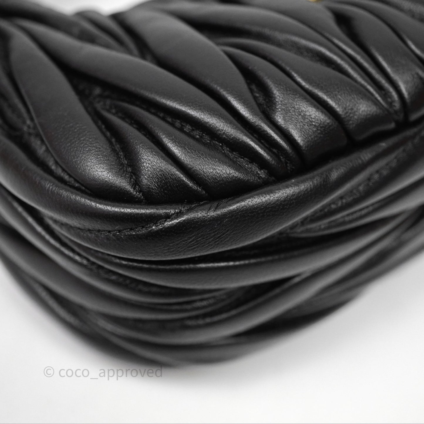 Miu Miu Wander Matelassé Nappa Leather Hobo Mini Bag Black