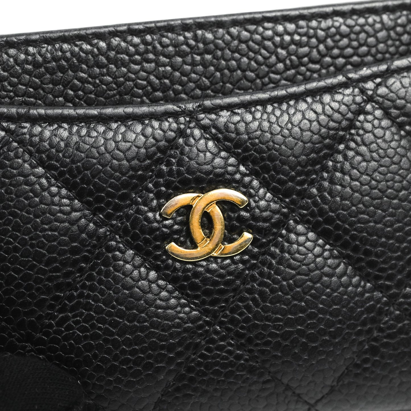 Chanel Classic Flat Card Holder Black Caviar Gold Hardware
