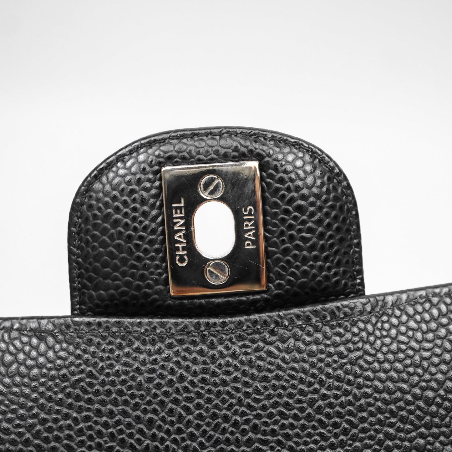 Chanel Classic M/L Medium Flap Quilted Black Caviar Silver Hardware