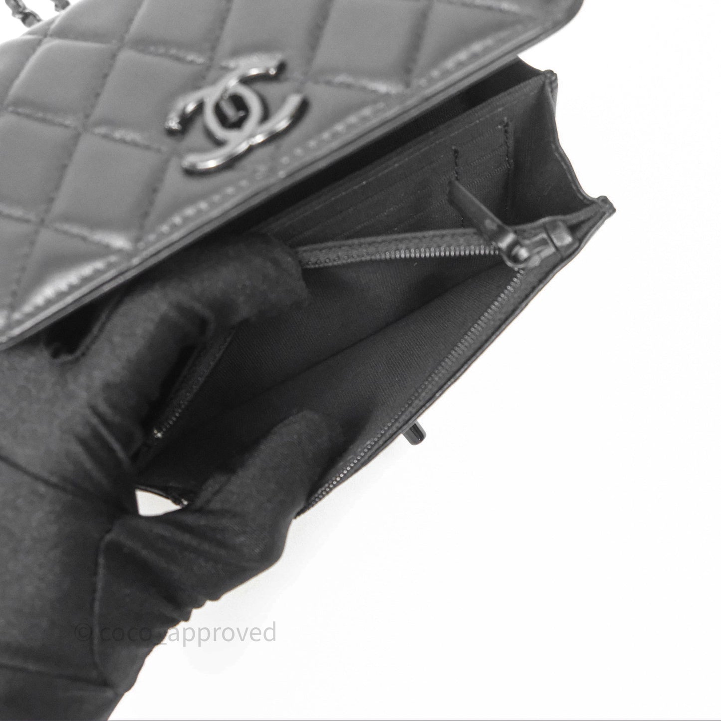 Chanel Mini Quilted Trendy CC WOC Wallet On Chain So Black Lambskin