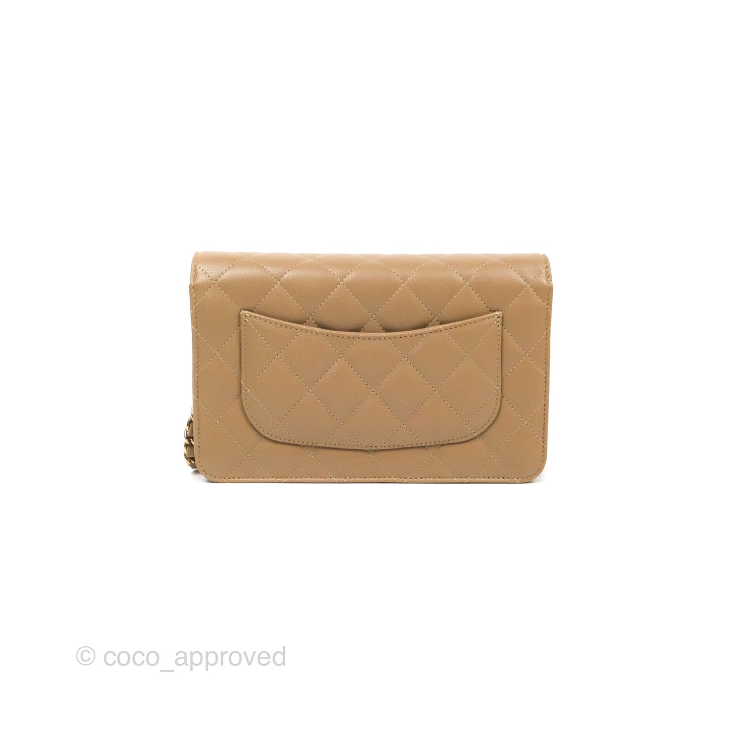 Chanel Quilted Classic Wallet on Chain WOC Dark Beige Caviar Gold Hardware