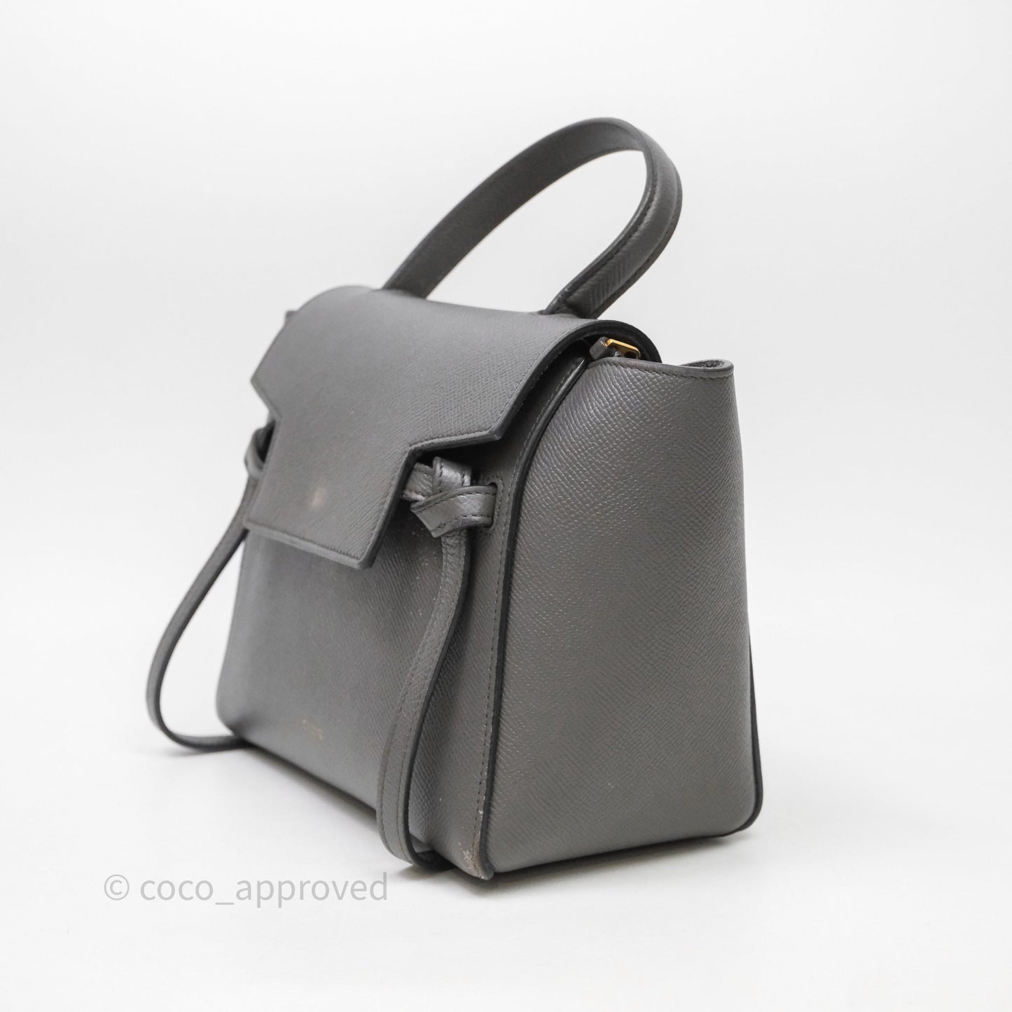Celine Nano Belt Bag Grey Grained Calfskin Gold Hardware