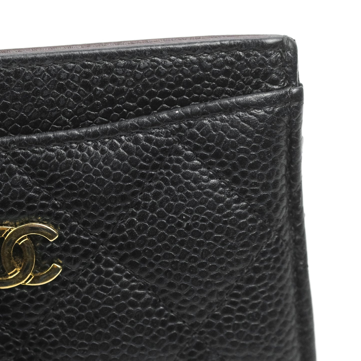 Chanel Classic Flat Card Holder Black Caviar Gold Hardware