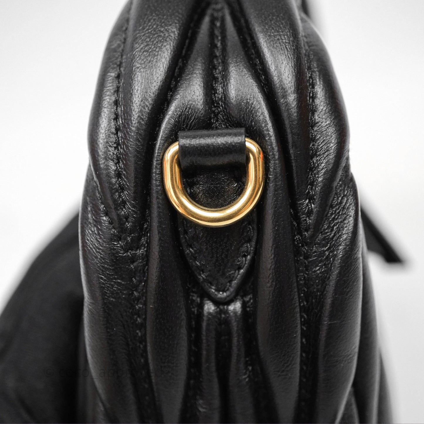 Miu Miu Wander Matelassé Nappa Leather Hobo Mini Bag Black