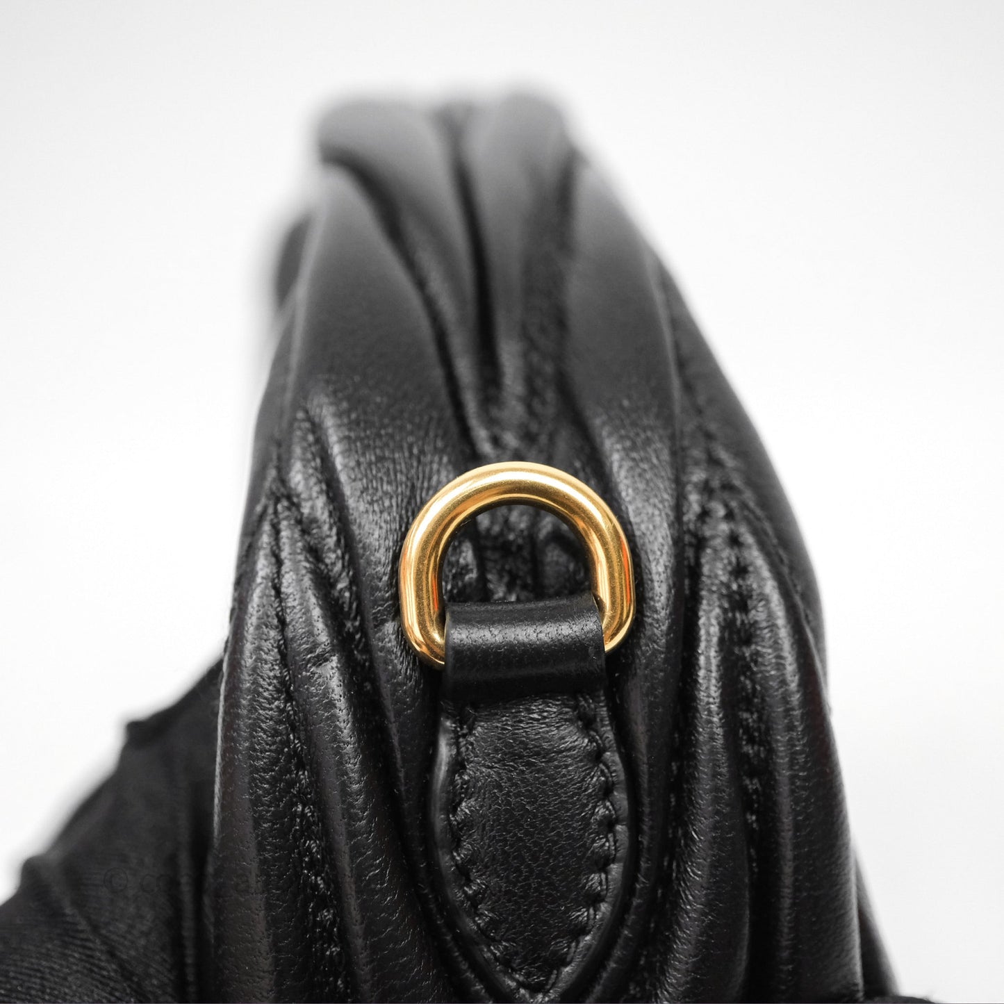 Miu Miu Wander Matelassé Nappa Leather Hobo Mini Bag Black