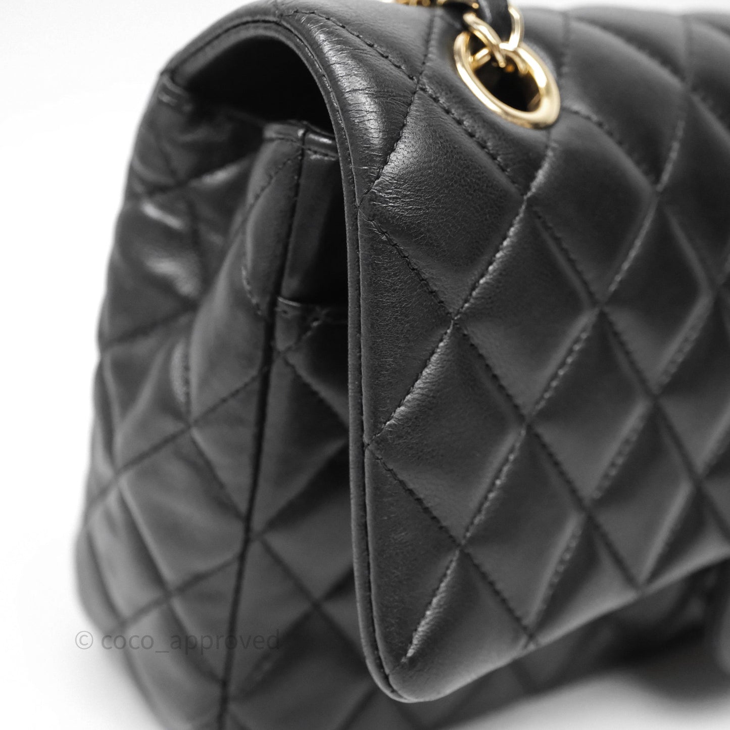 Chanel Classic M/L Medium Flap Bag Valentine Limited Edition Black Lambskin Gold Hardware