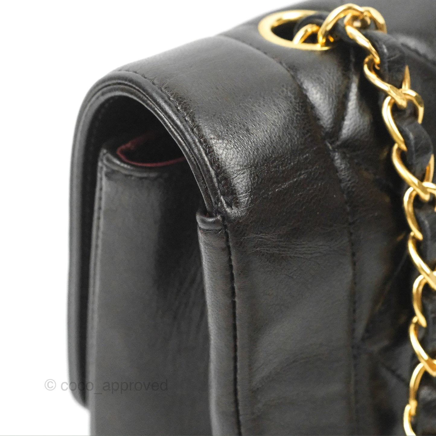 Chanel Vintage Small Quilted Classic Diana Flap Bag Black Lambskin 24K Gold Hardware