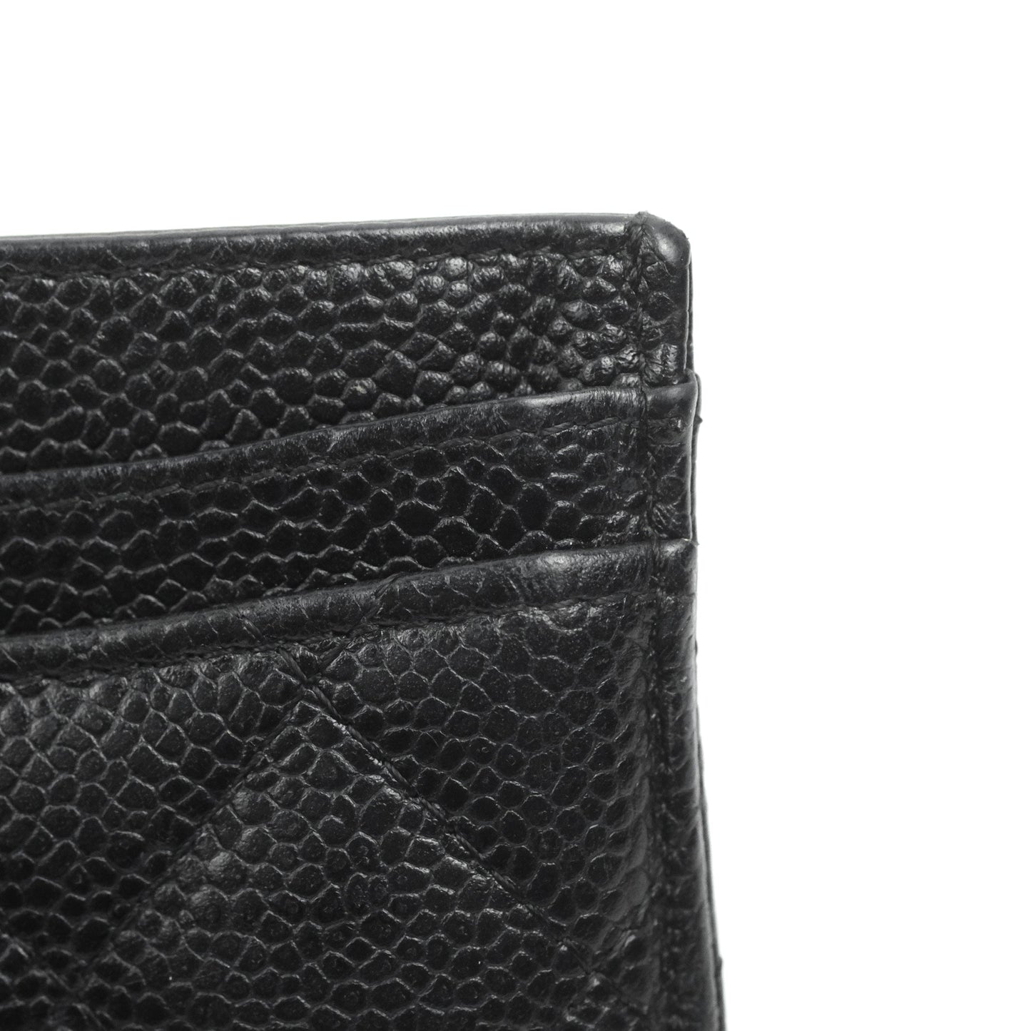 Chanel Classic Flat Card Holder Black Caviar Gold Hardware