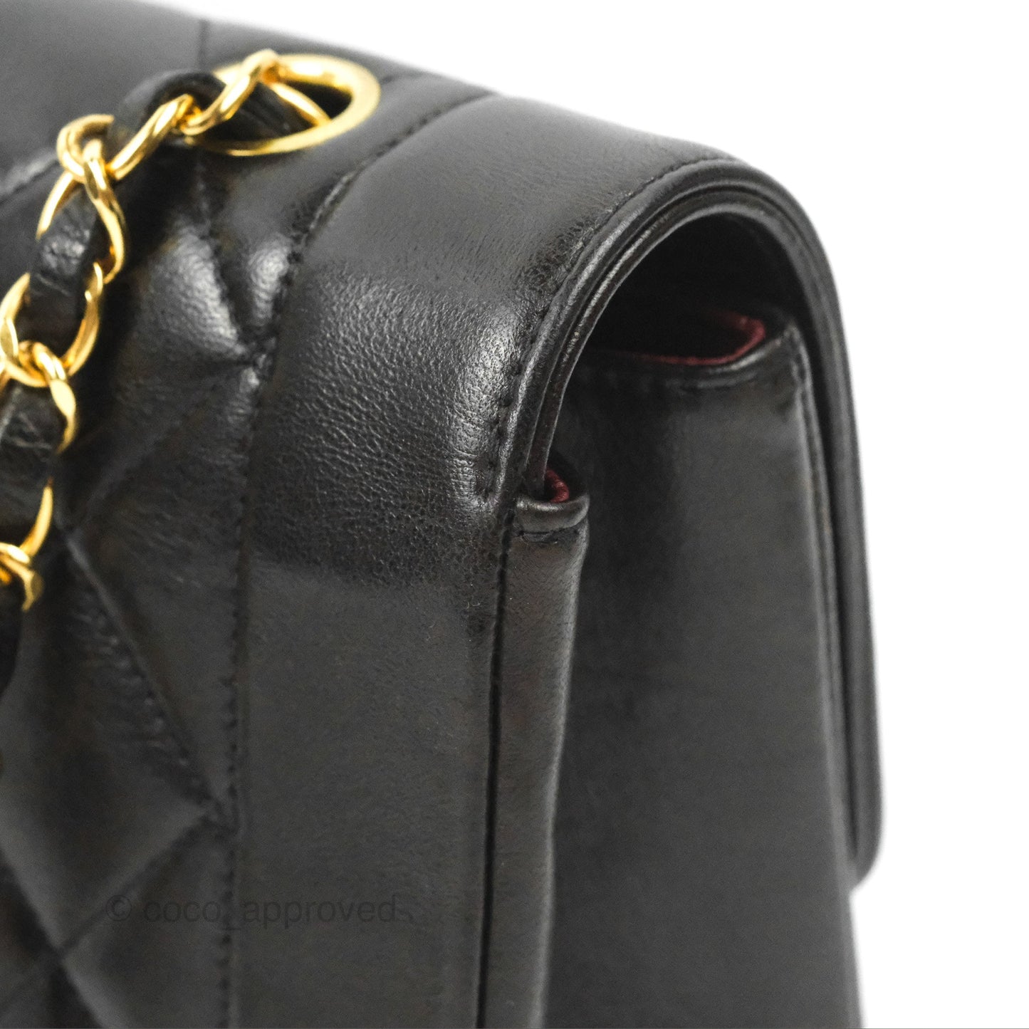 Chanel Vintage Small Quilted Classic Diana Flap Bag Black Lambskin 24K Gold Hardware