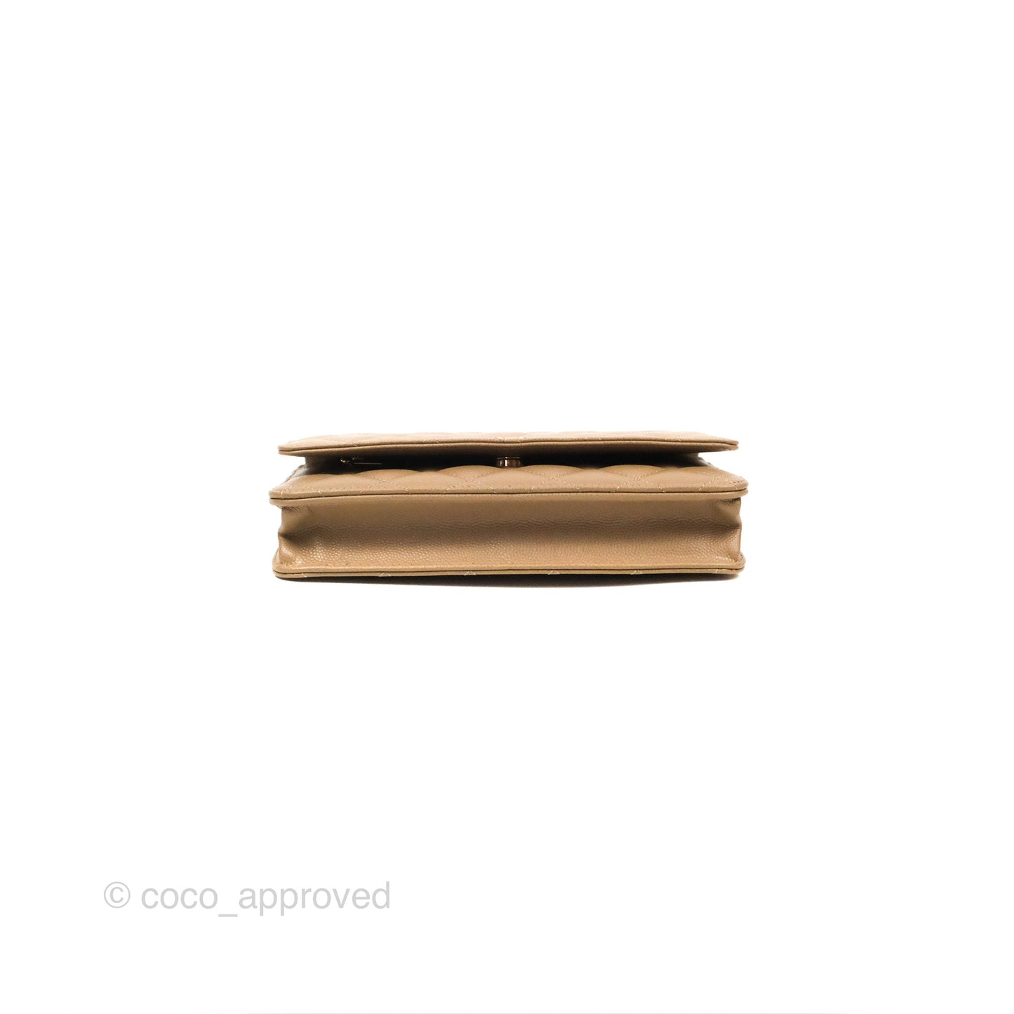 Chanel Quilted Classic Wallet on Chain WOC Dark Beige Caviar Gold Hardware