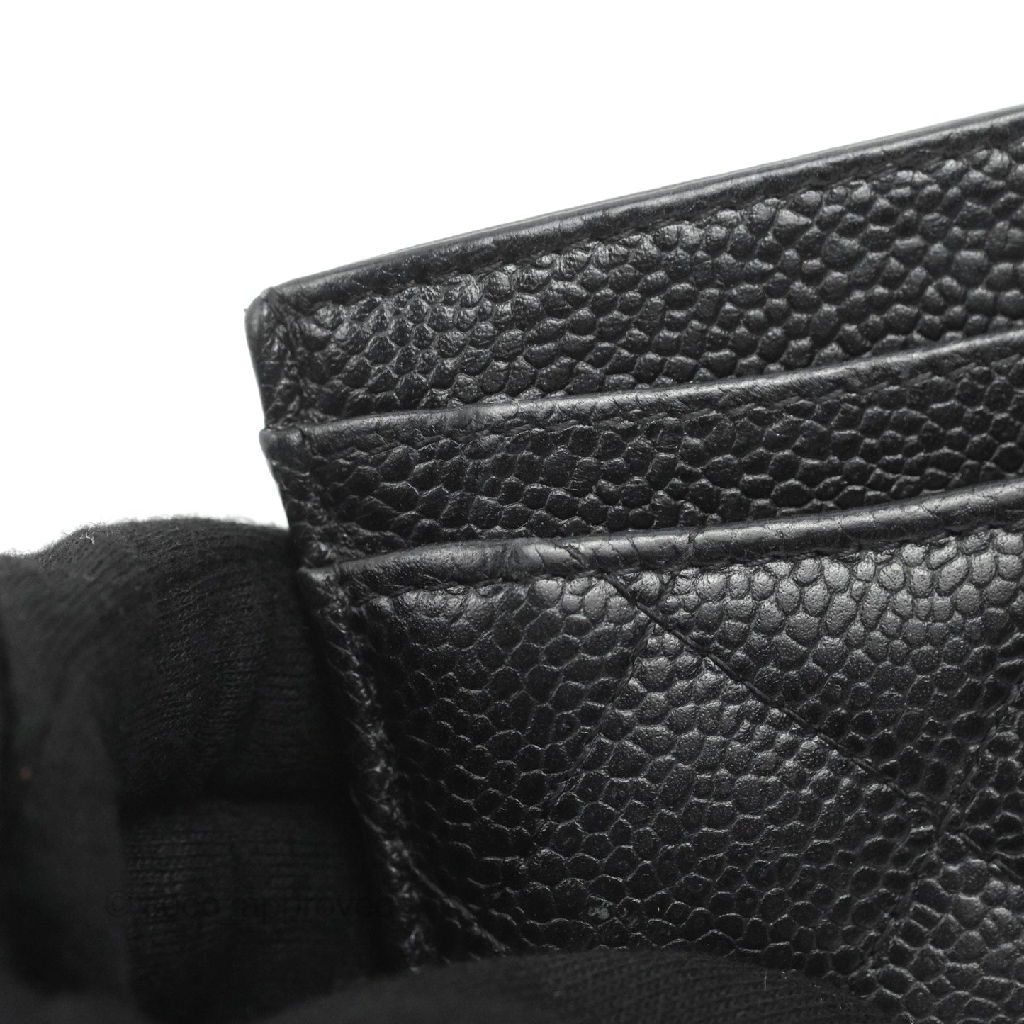Chanel Classic Flat Card Holder Black Caviar Gold Hardware