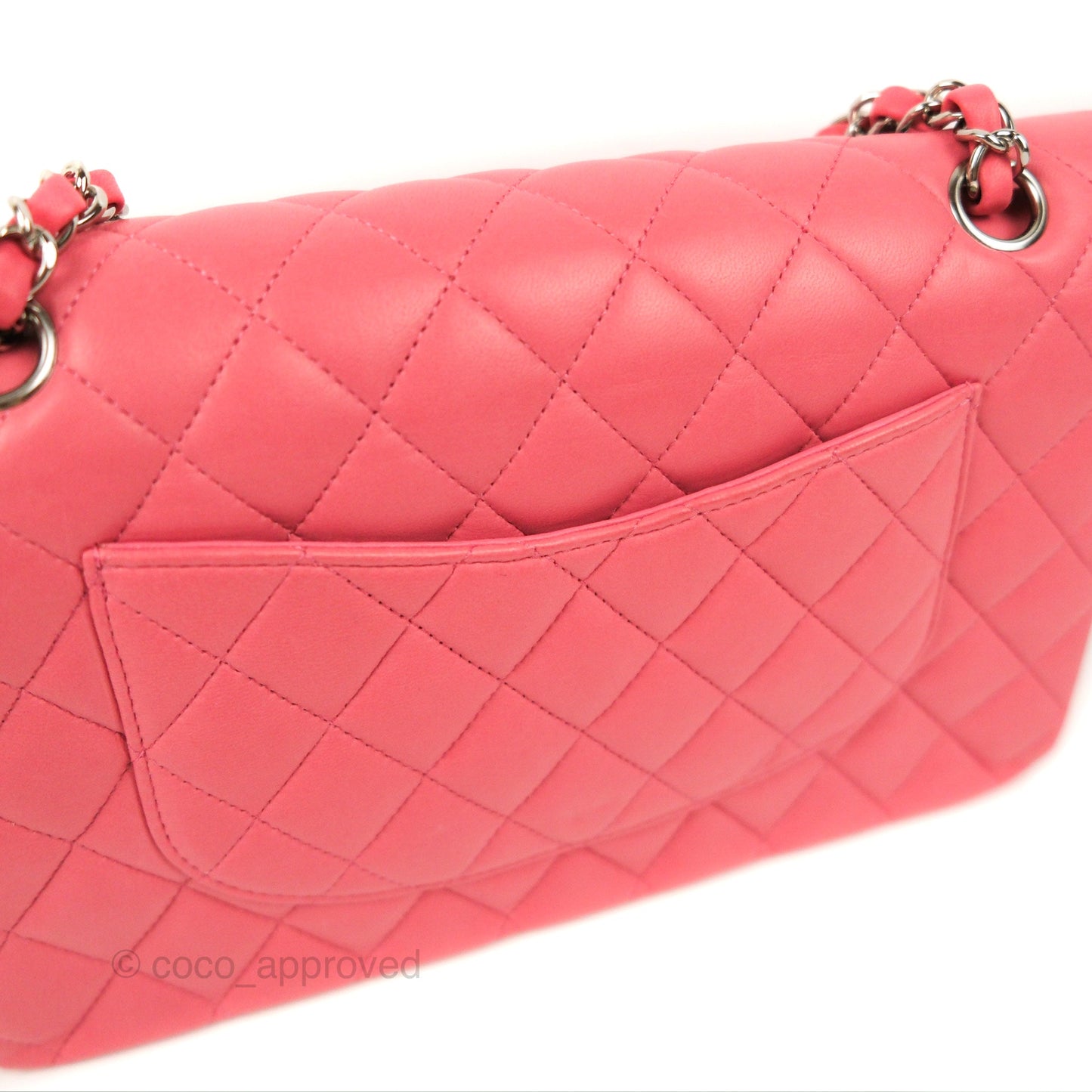Chanel Classic M/L Medium Double Flap Pink Lambskin Silver Hardware