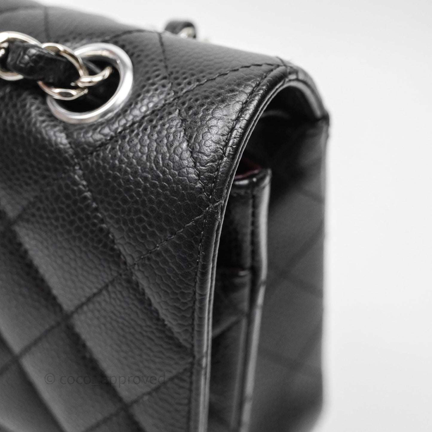 Chanel Classic M/L Medium Flap Quilted Black Caviar Silver Hardware