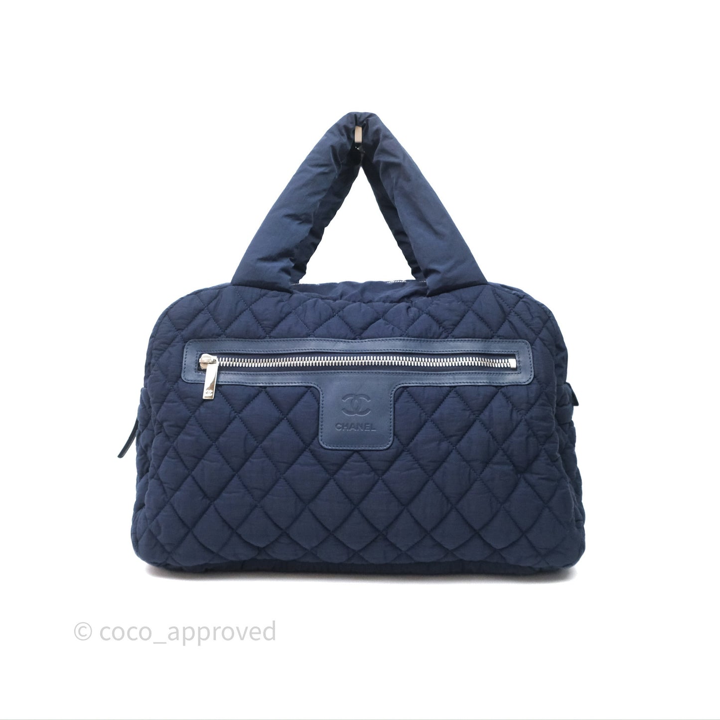 Chanel Coco Cocoon Tote Bag Navy Nylon Sliver Hardware