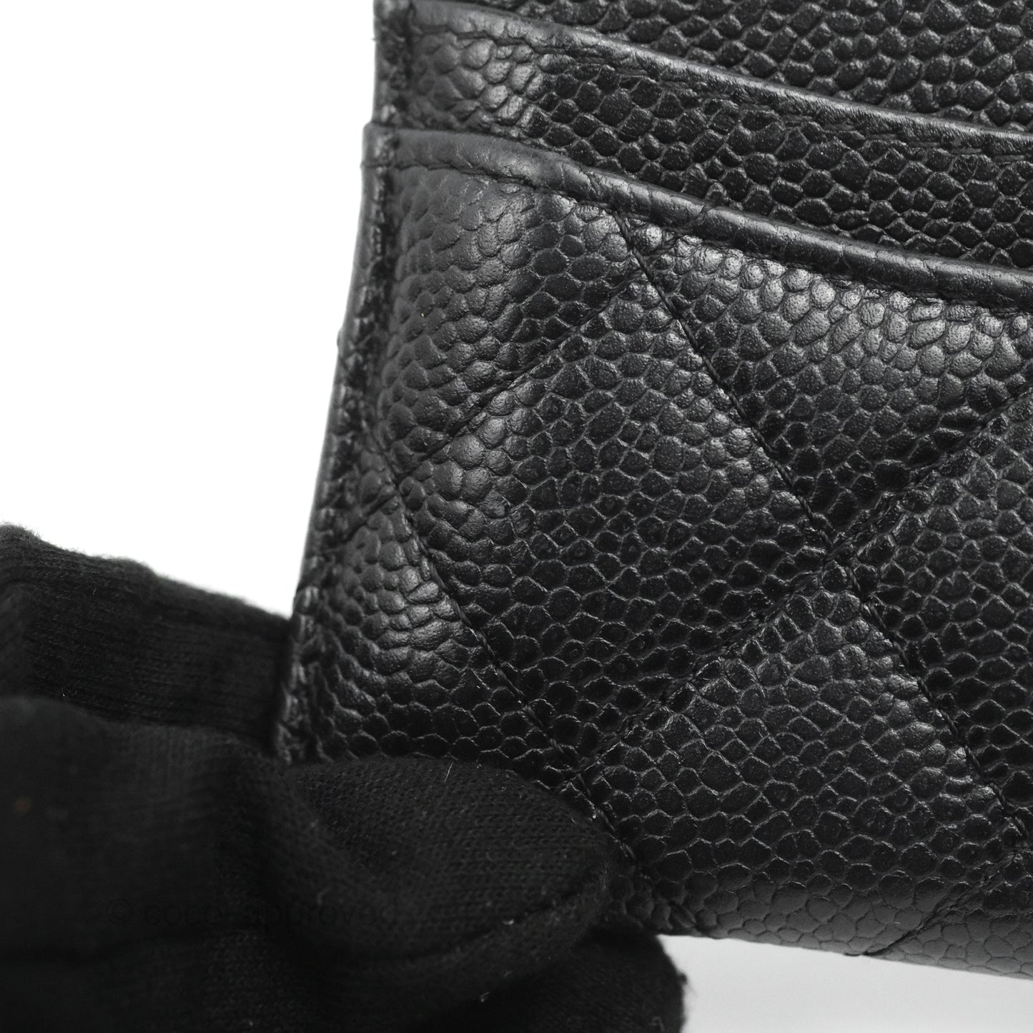 Chanel Classic Flat Card Holder Black Caviar Gold Hardware