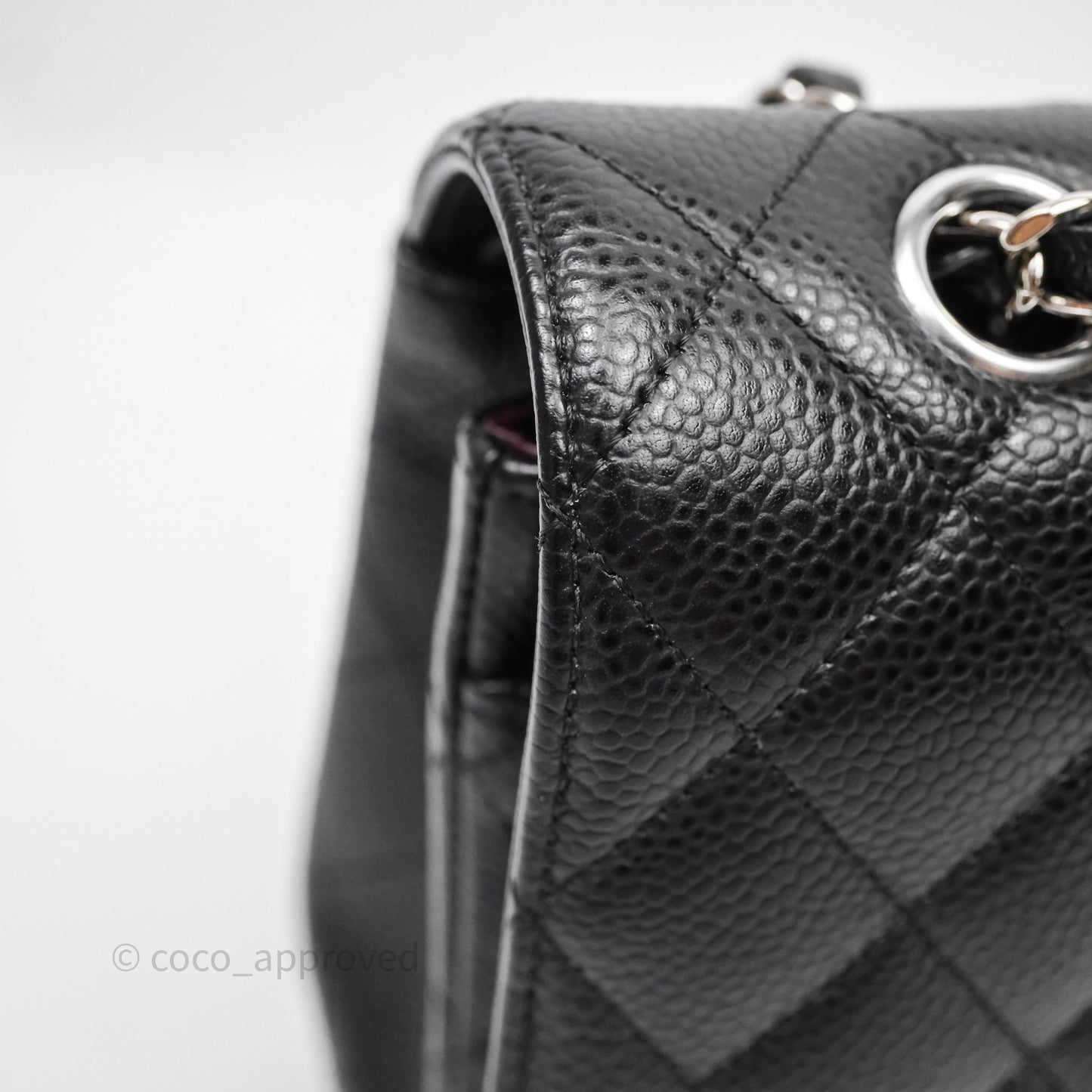 Chanel Classic M/L Medium Flap Quilted Black Caviar Silver Hardware