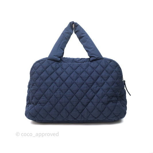 Chanel Coco Cocoon Tote Bag Navy Nylon Sliver Hardware