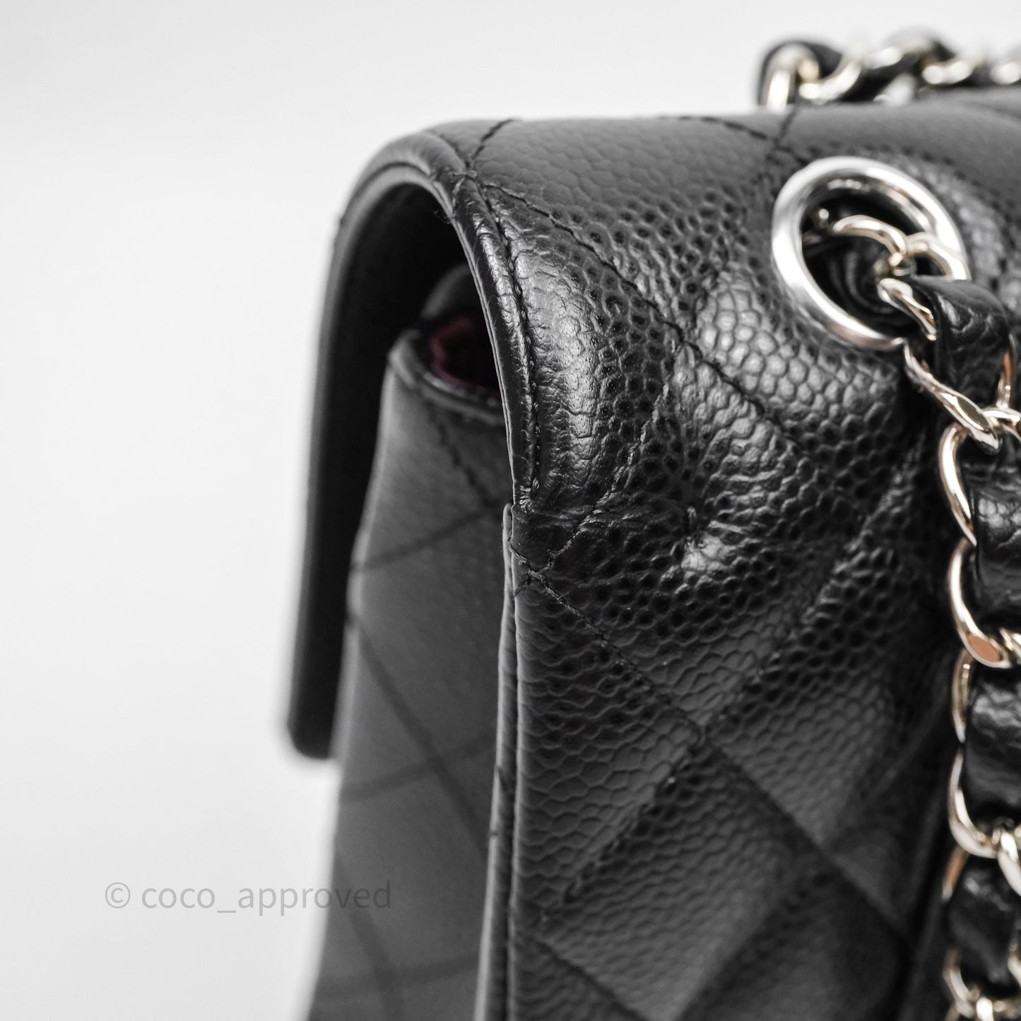 Chanel Classic M/L Medium Flap Quilted Black Caviar Silver Hardware