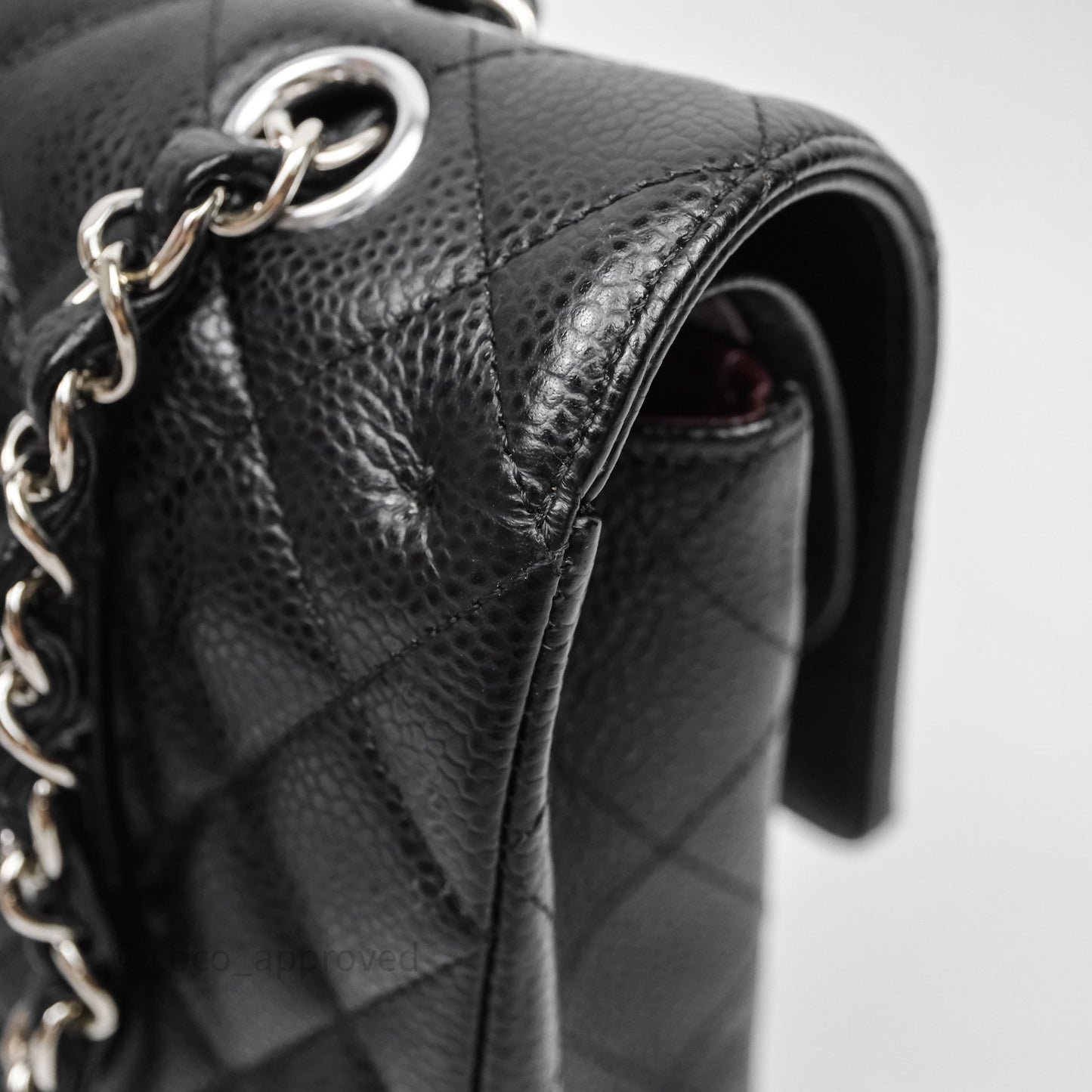 Chanel Classic M/L Medium Flap Quilted Black Caviar Silver Hardware