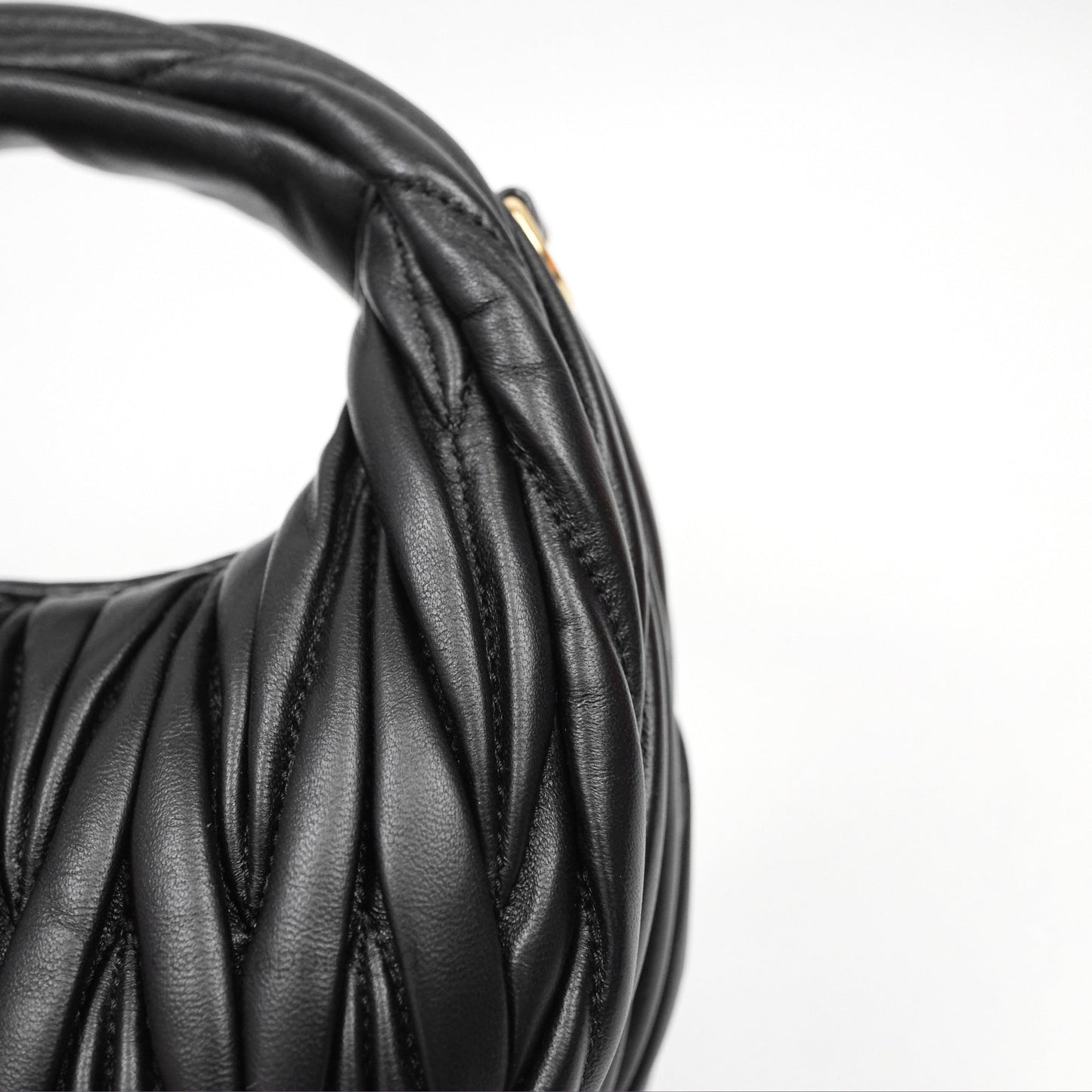 Miu Miu Wander Matelassé Nappa Leather Hobo Mini Bag Black