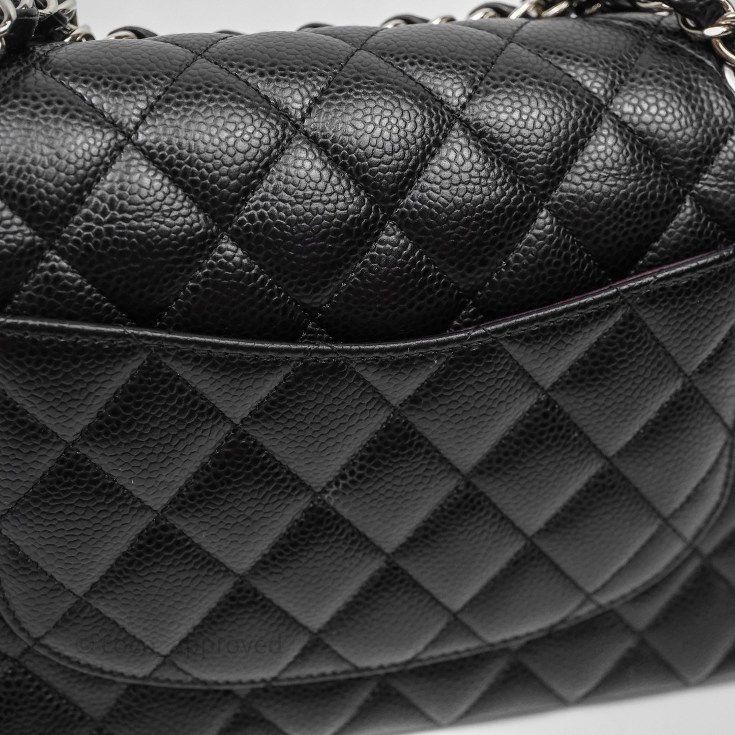 Chanel Classic M/L Medium Flap Quilted Black Caviar Silver Hardware