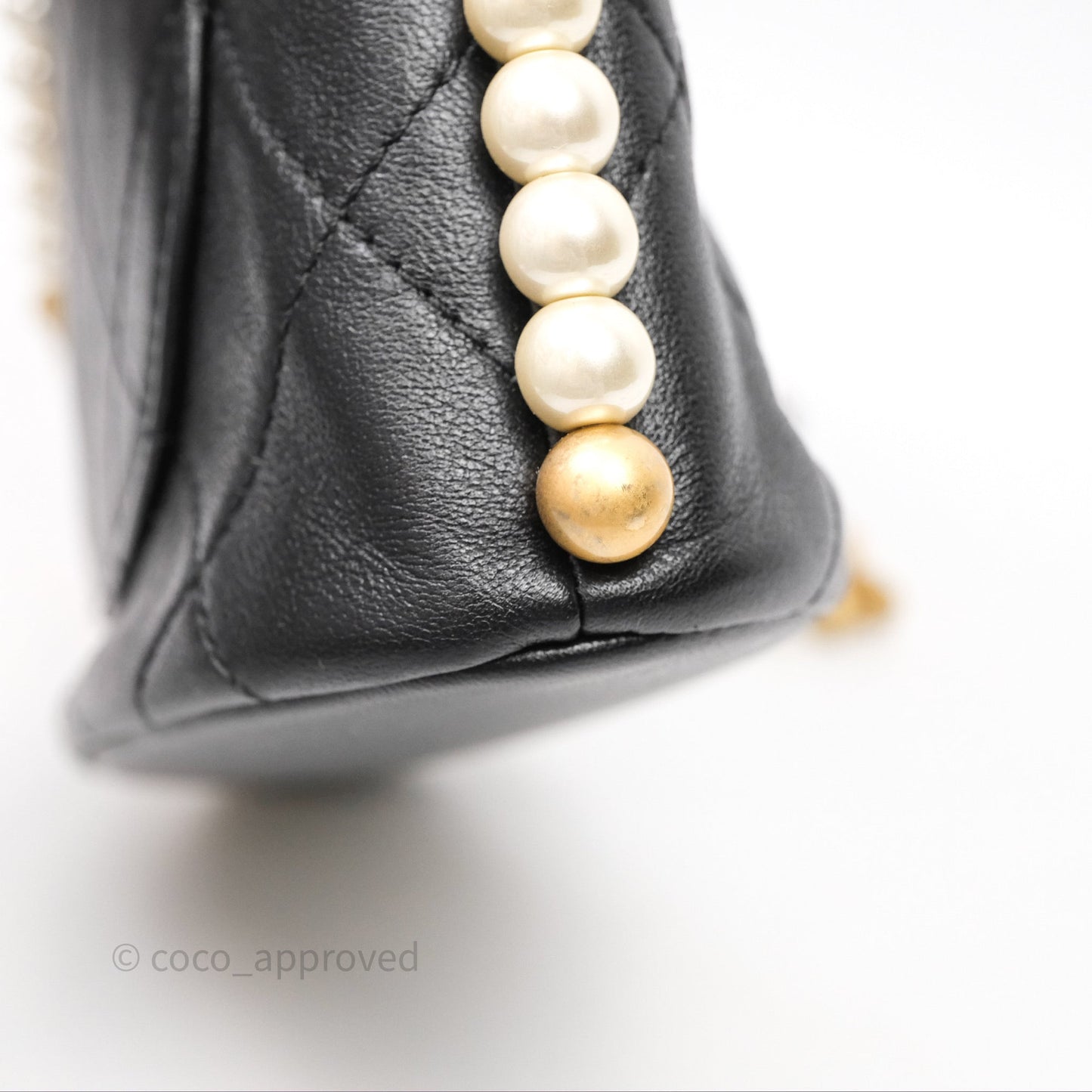 Chanel Small Pearl Hobo Bag Black Calfskin Aged Gold Hardware