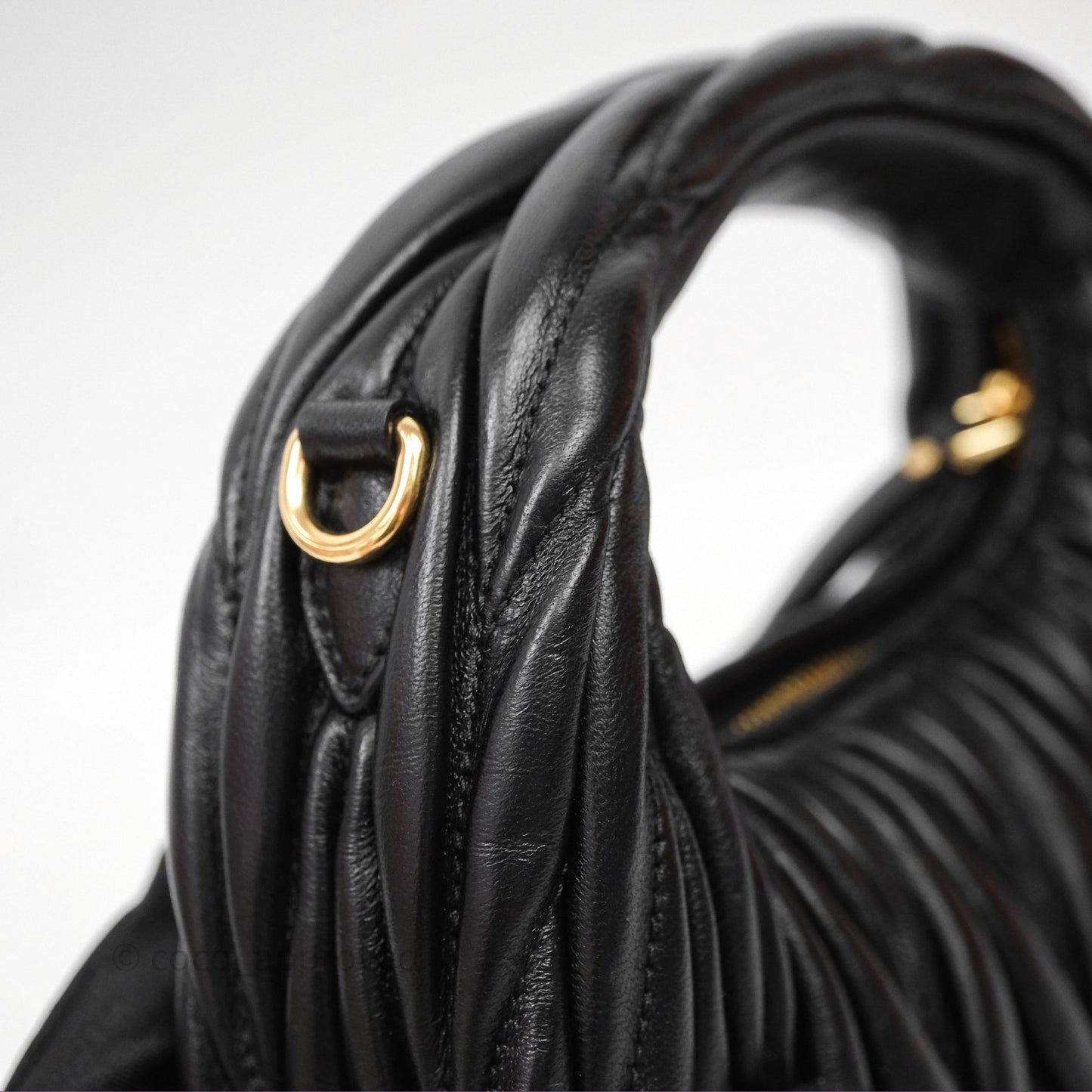 Miu Miu Wander Matelassé Nappa Leather Hobo Mini Bag Black