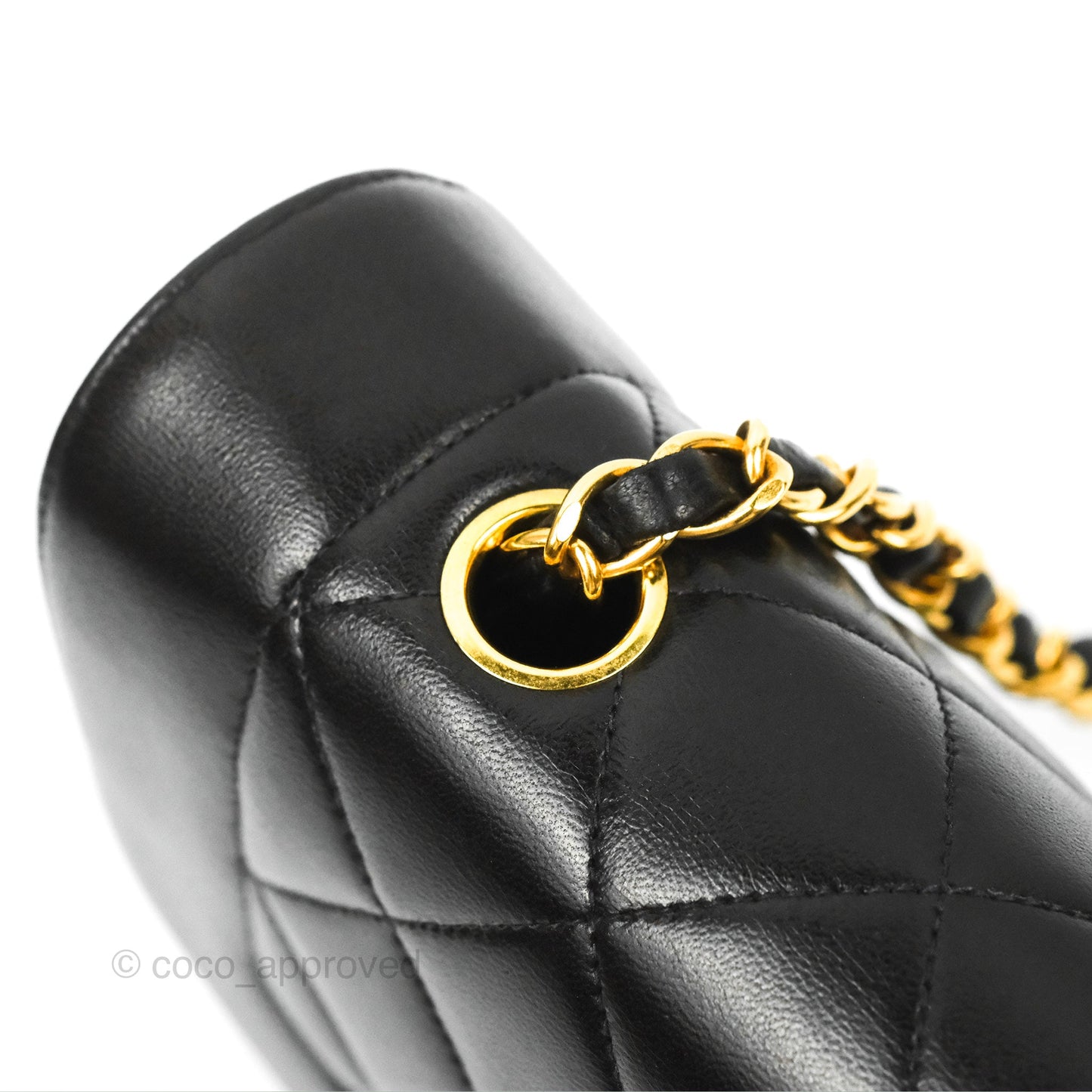 Chanel Vintage Small Quilted Classic Diana Flap Bag Black Lambskin 24K Gold Hardware