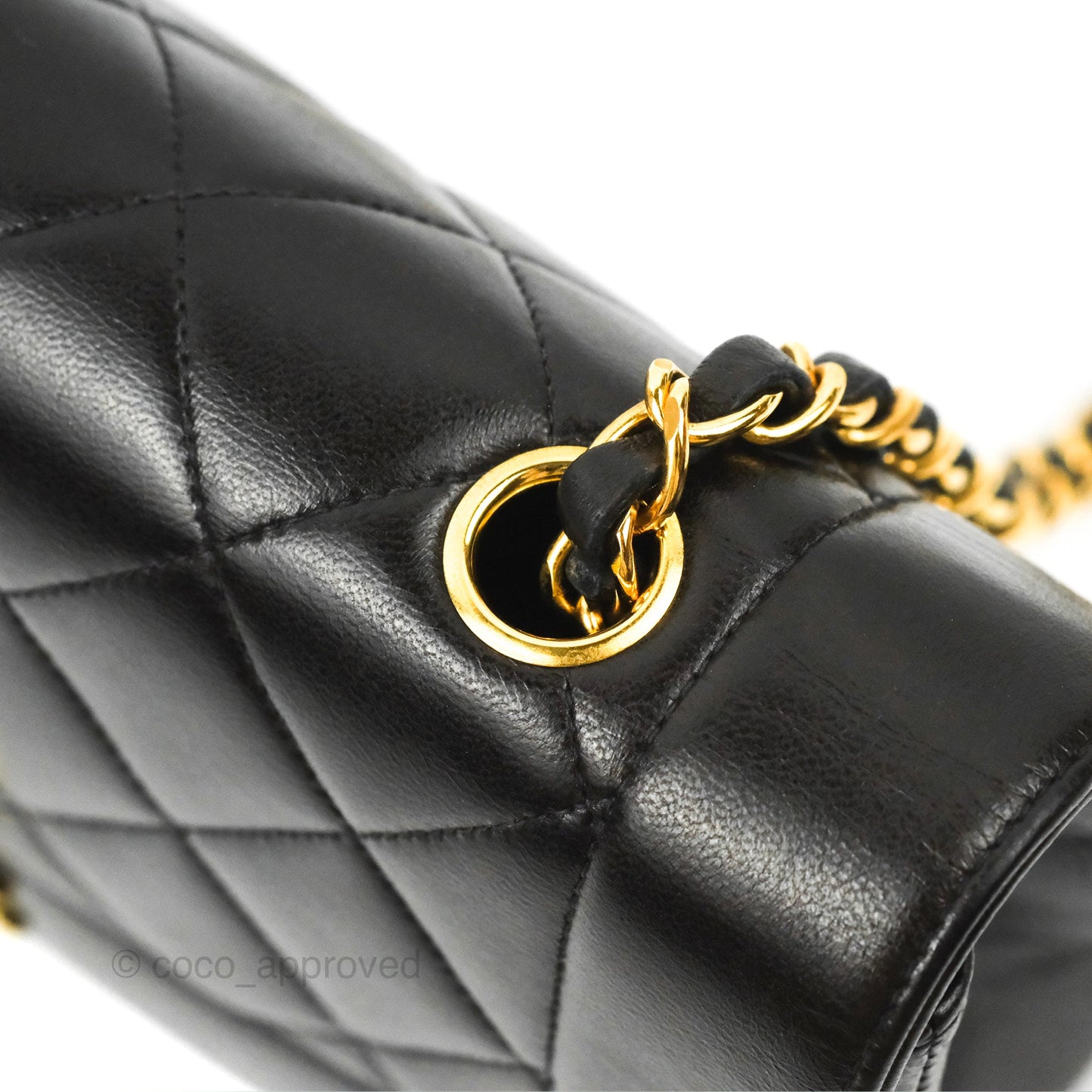 Chanel Vintage Small Quilted Classic Diana Flap Bag Black Lambskin 24K Gold Hardware