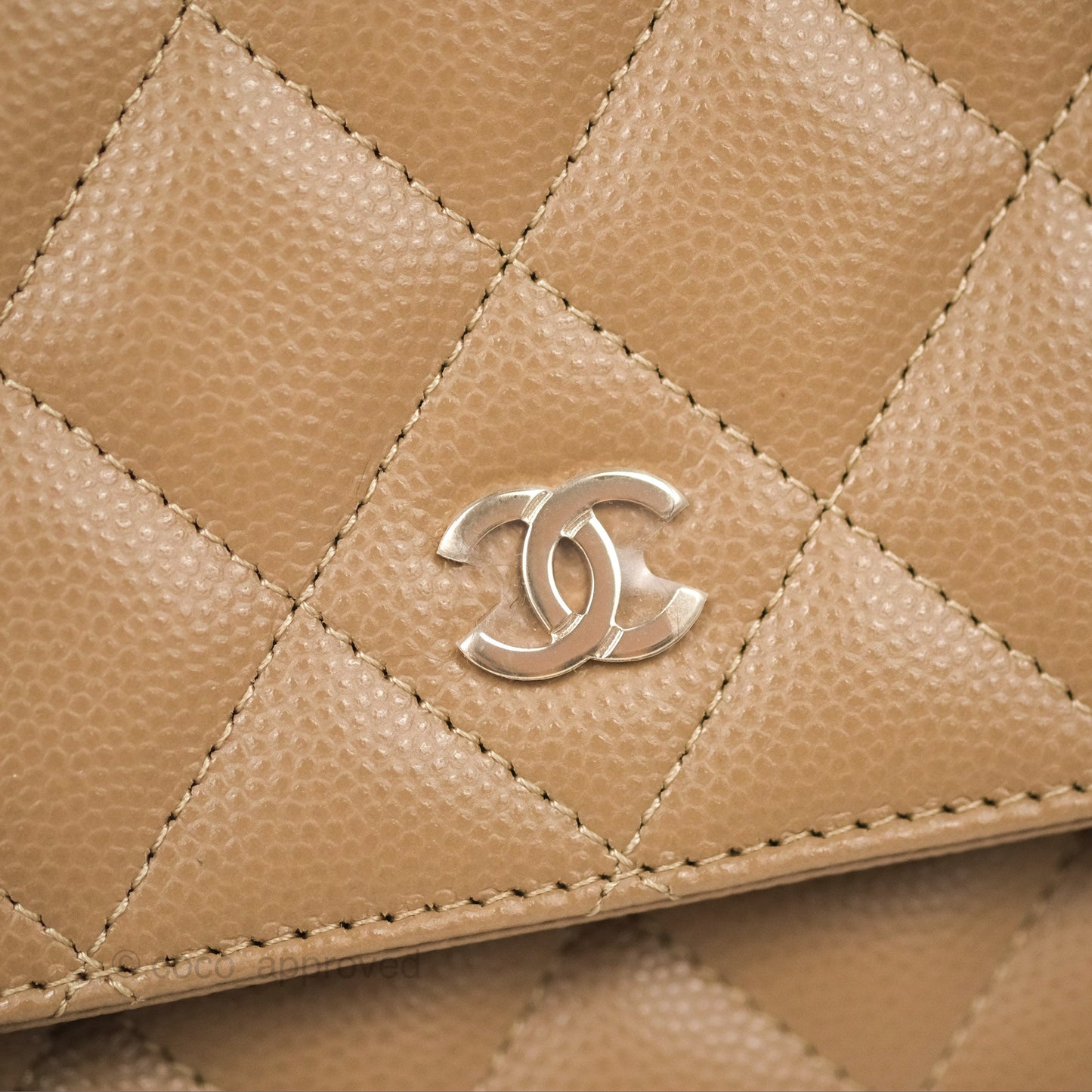 Chanel Quilted Classic Wallet on Chain WOC Dark Beige Caviar Gold Hardware