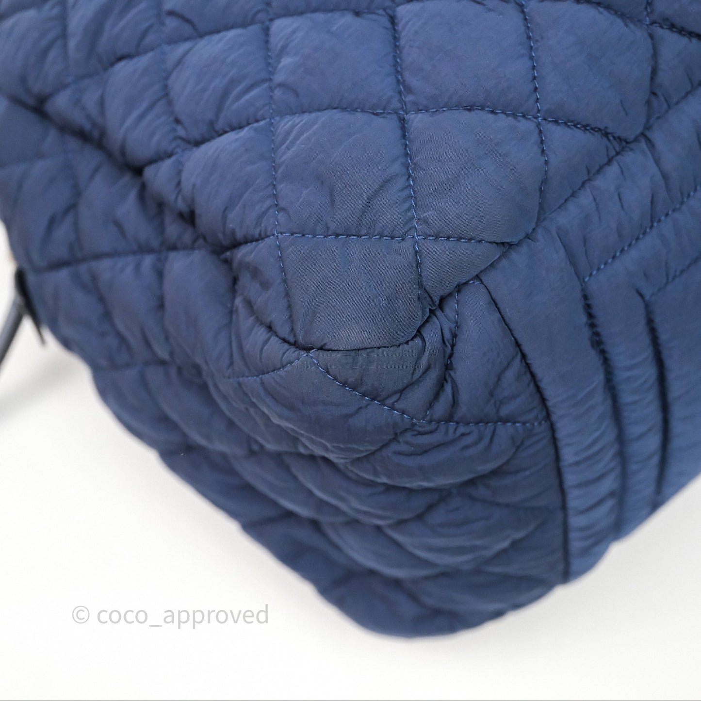 Chanel Coco Cocoon Tote Bag Navy Nylon Sliver Hardware