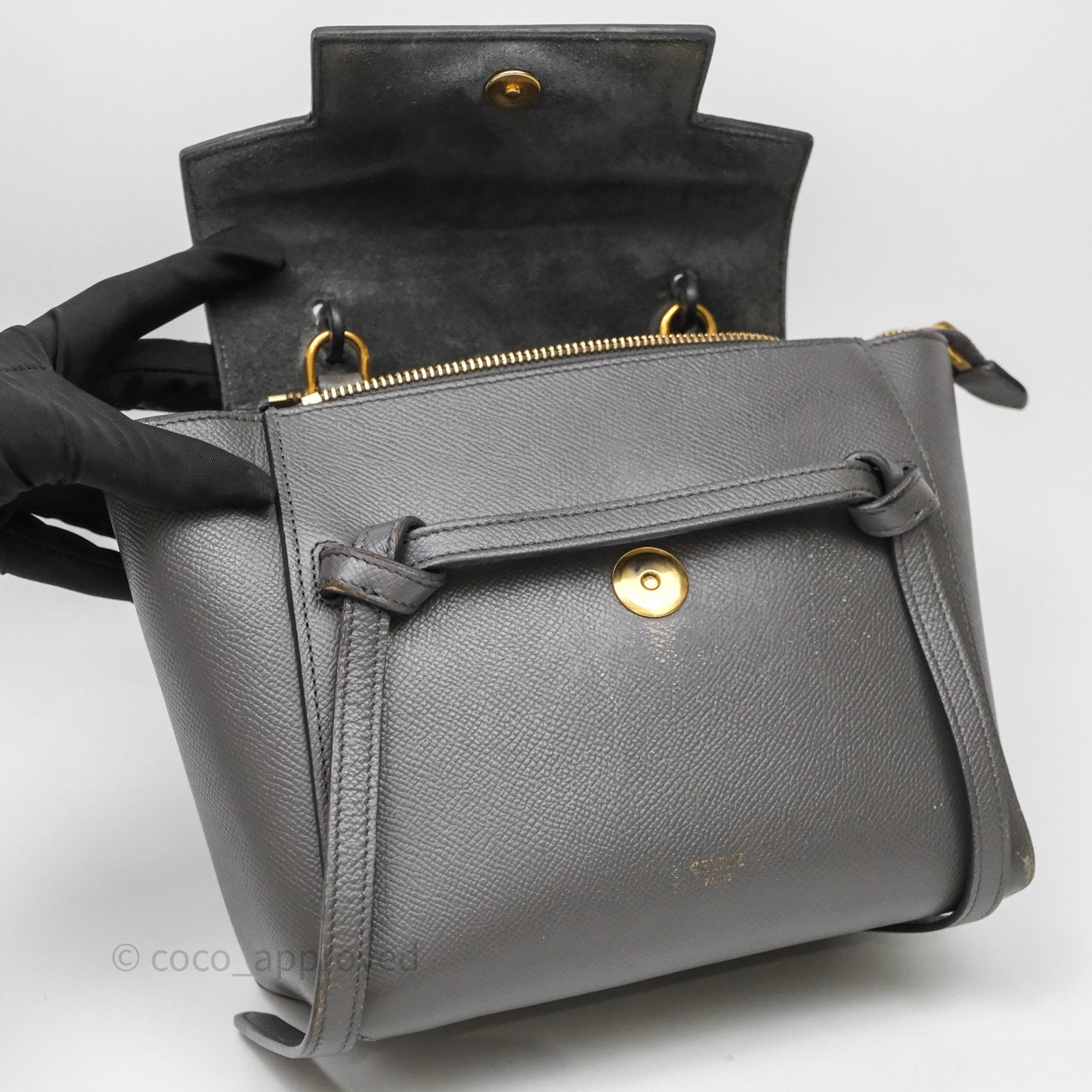 Celine Nano Belt Bag Grey Grained Calfskin Gold Hardware