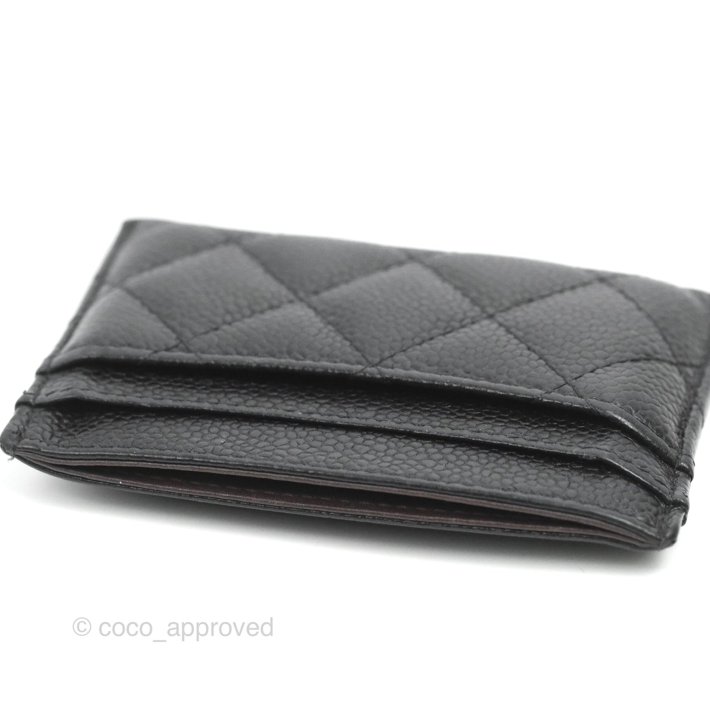 Chanel Classic Flat Card Holder Black Caviar Gold Hardware