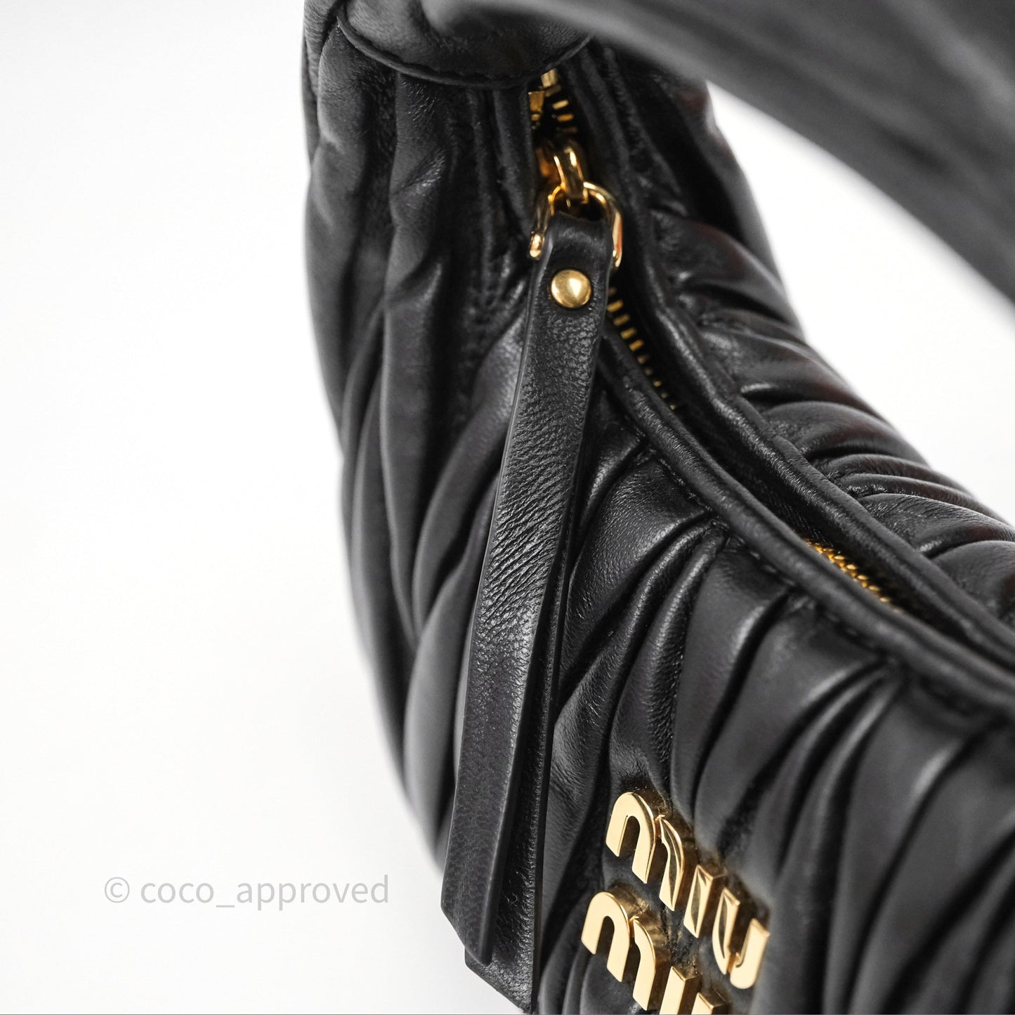 Miu Miu Wander Matelassé Nappa Leather Hobo Mini Bag Black