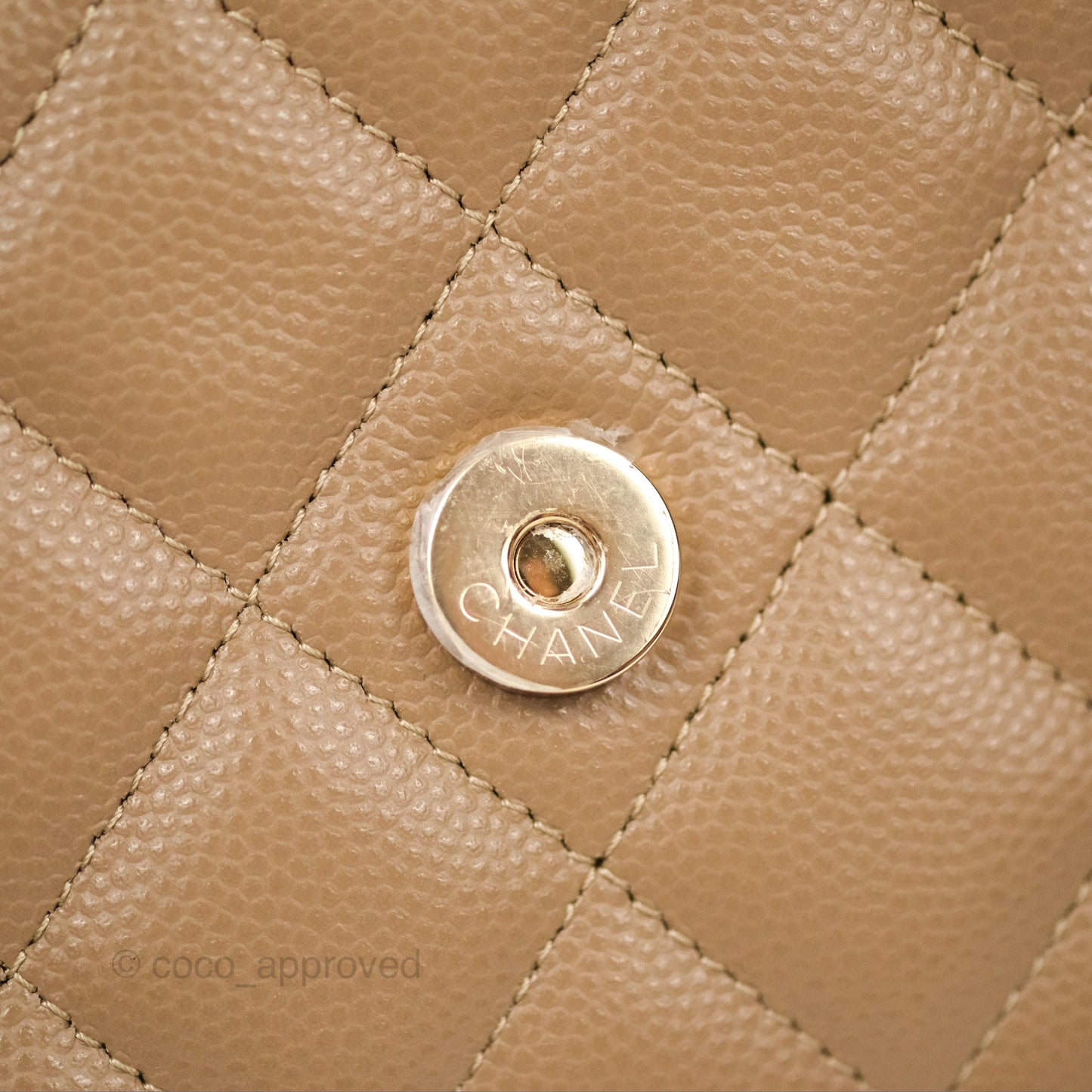 Chanel Quilted Classic Wallet on Chain WOC Dark Beige Caviar Gold Hardware