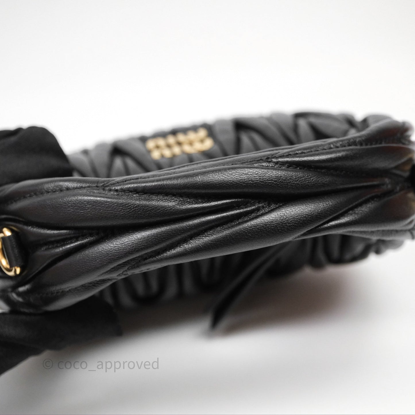 Miu Miu Wander Matelassé Nappa Leather Hobo Mini Bag Black