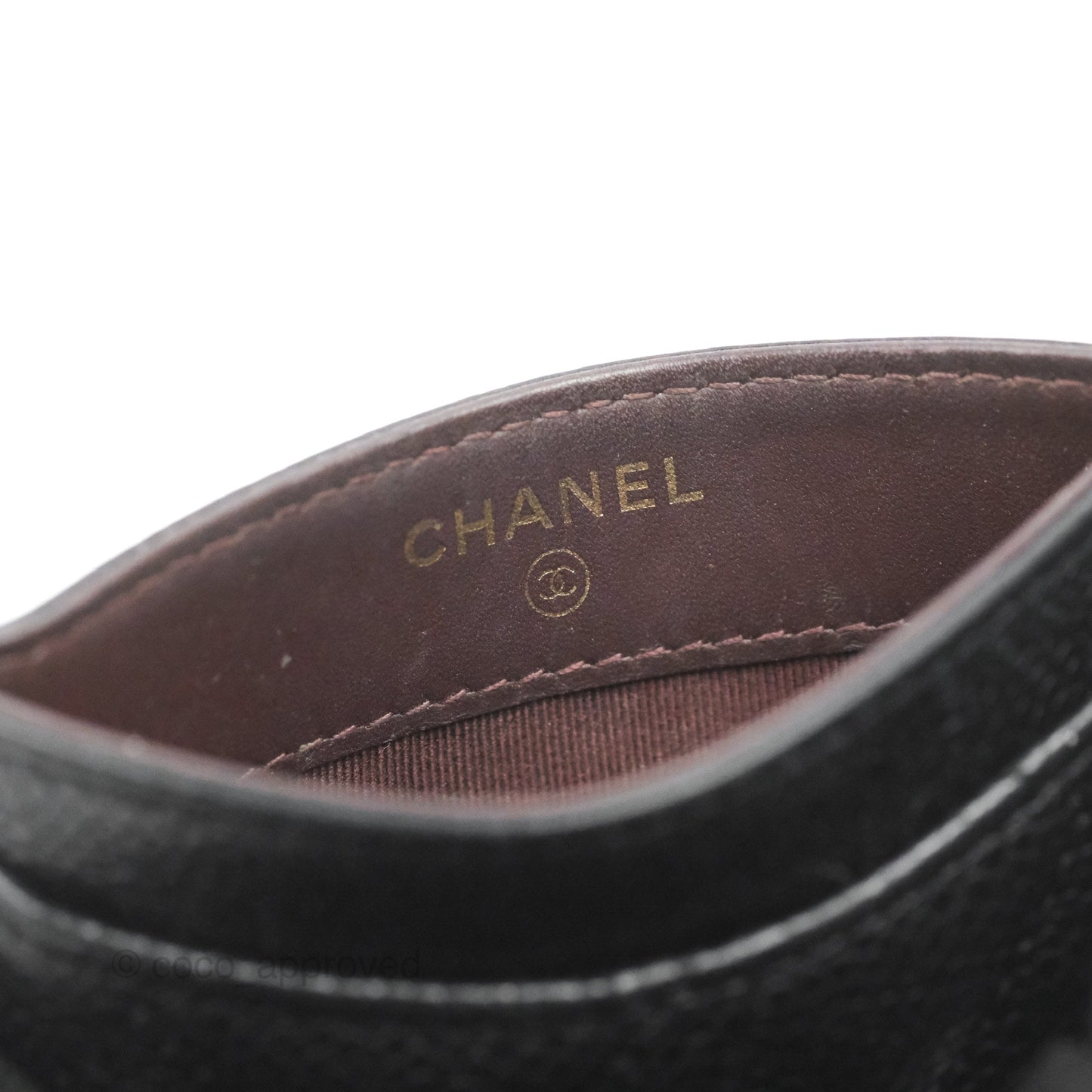 Chanel Classic Flat Card Holder Black Caviar Gold Hardware