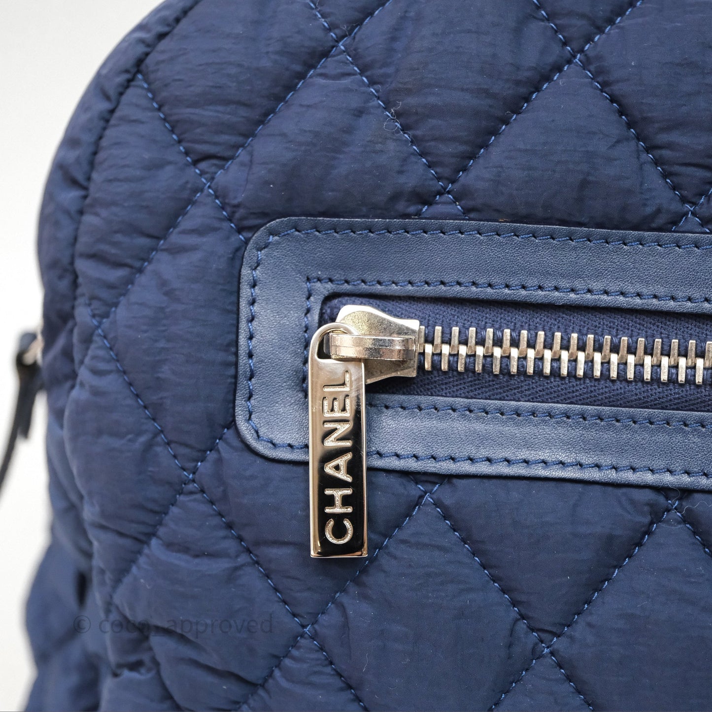 Chanel Coco Cocoon Tote Bag Navy Nylon Sliver Hardware