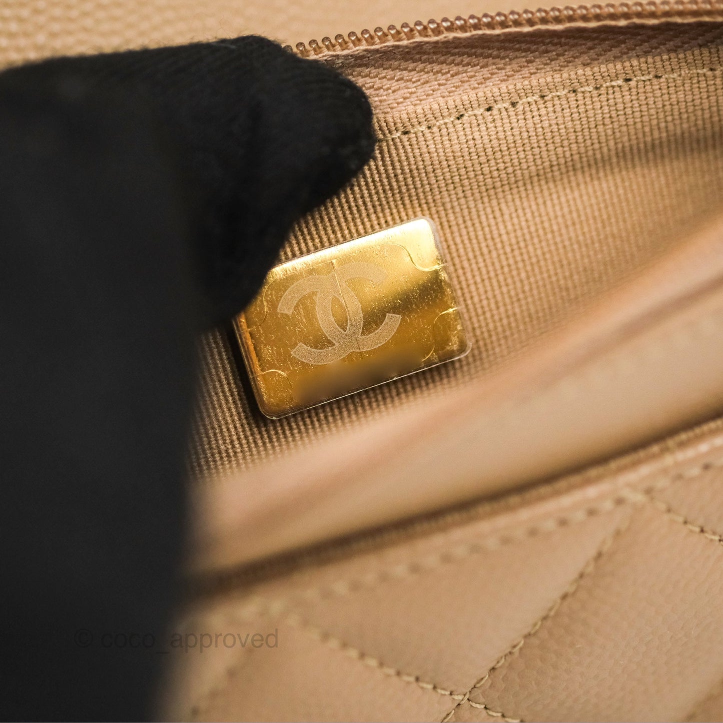 Chanel Quilted Classic Wallet on Chain WOC Dark Beige Caviar Gold Hardware