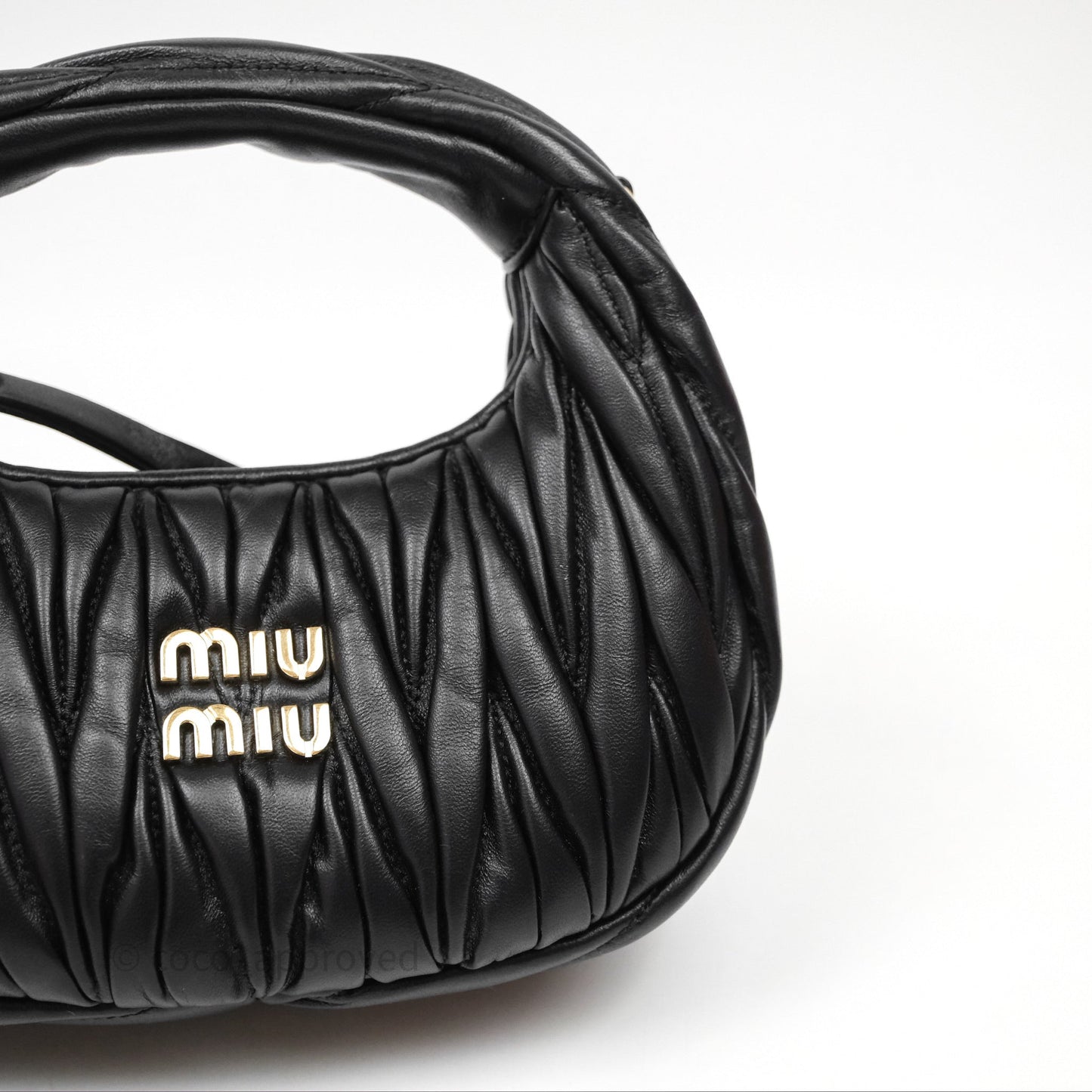 Miu Miu Wander Matelassé Nappa Leather Hobo Mini Bag Black